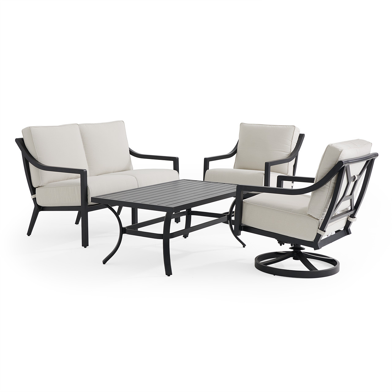 Hill Country Aged Bronze Aluminum and Cushion 4 Piece Swivel