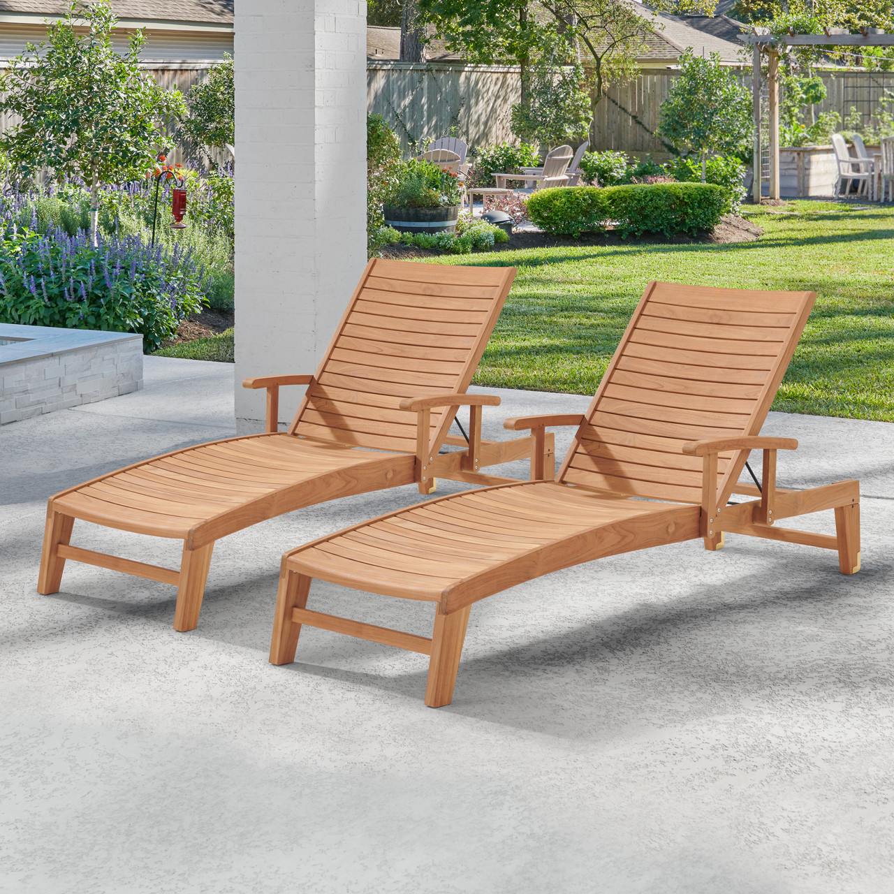 Pembroke Natural Stain Solid Teak Piece Chaise Lounge Set