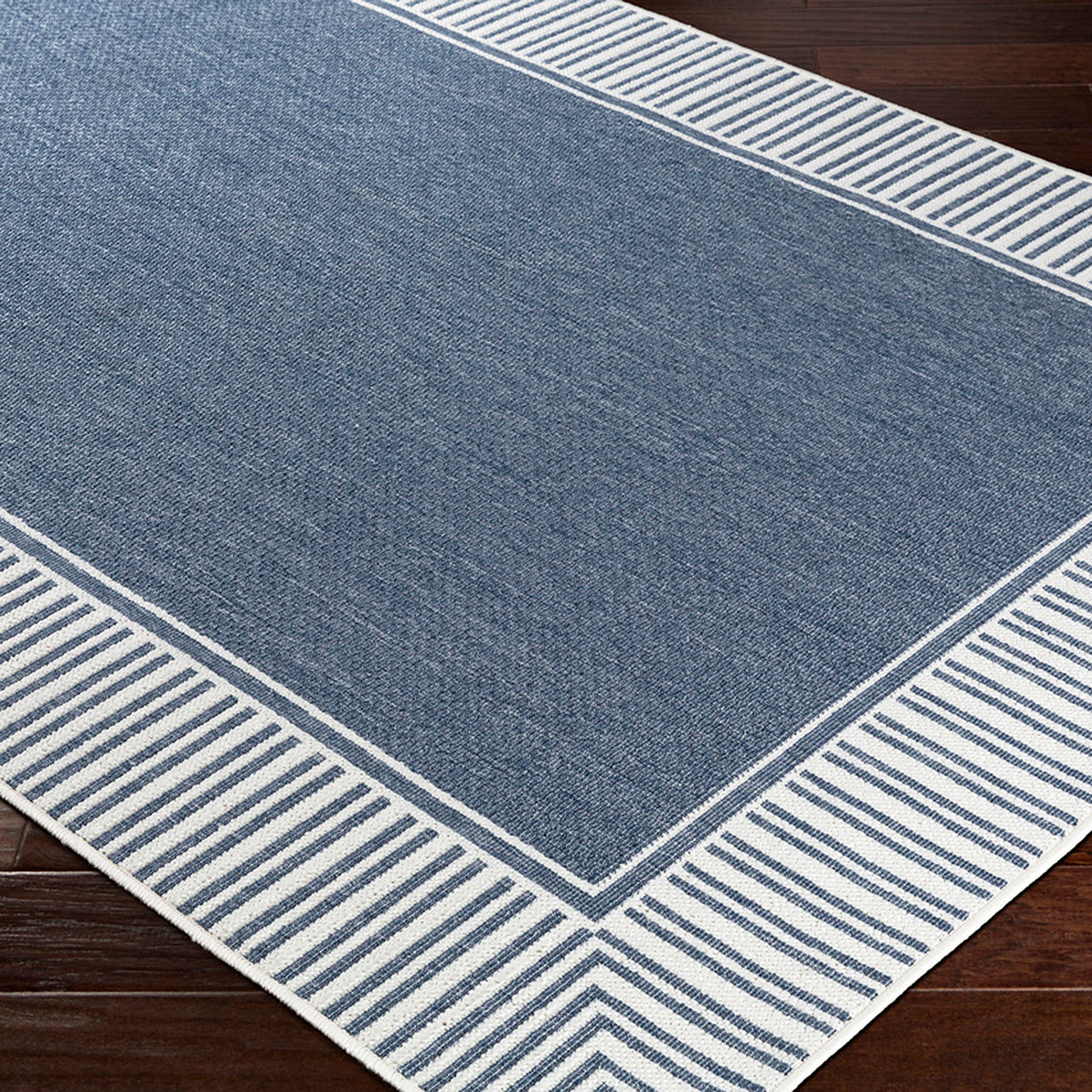Blue Stripe Border Rug