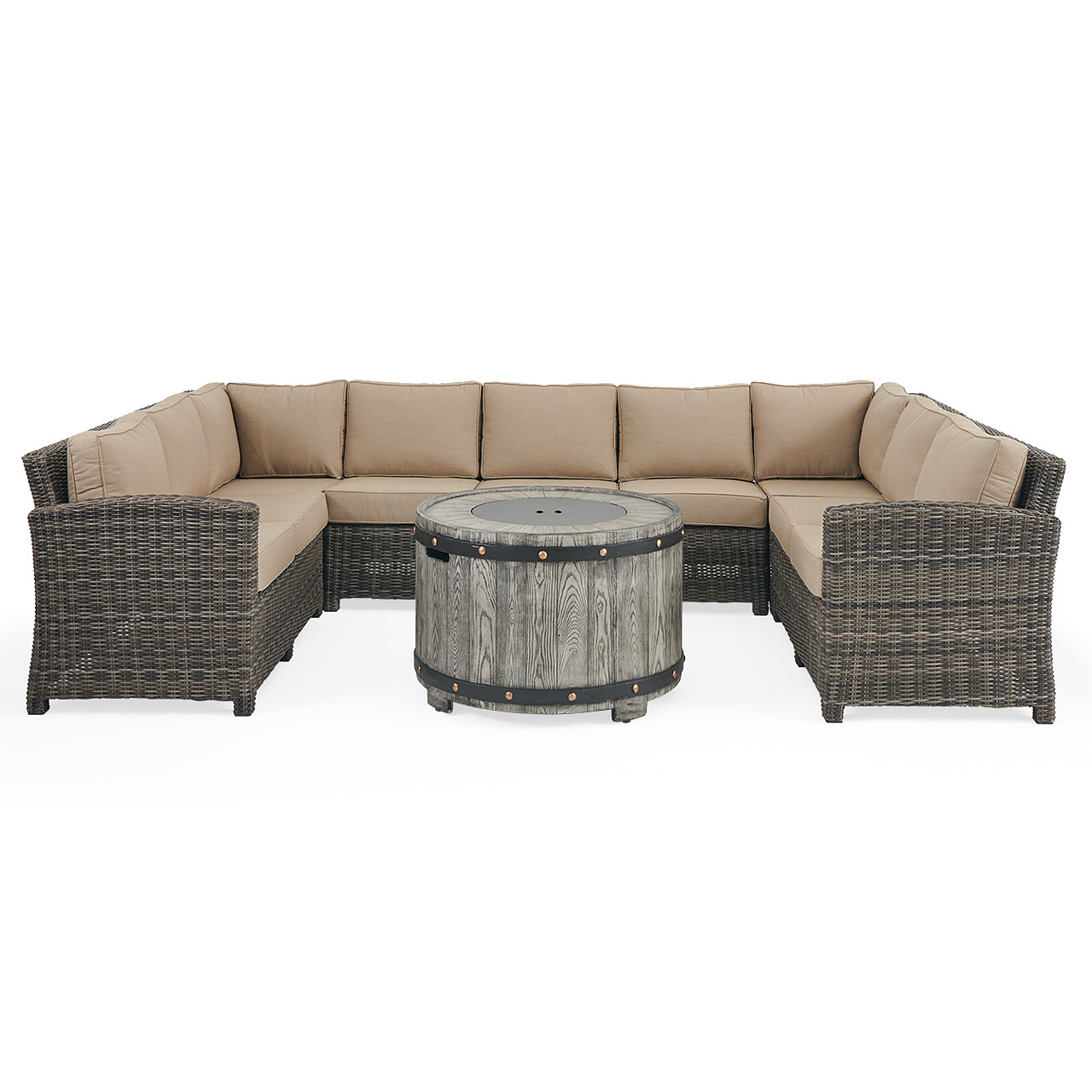 Venice Silver Oak Outdoor Wicker with Cushions 8 Piece
