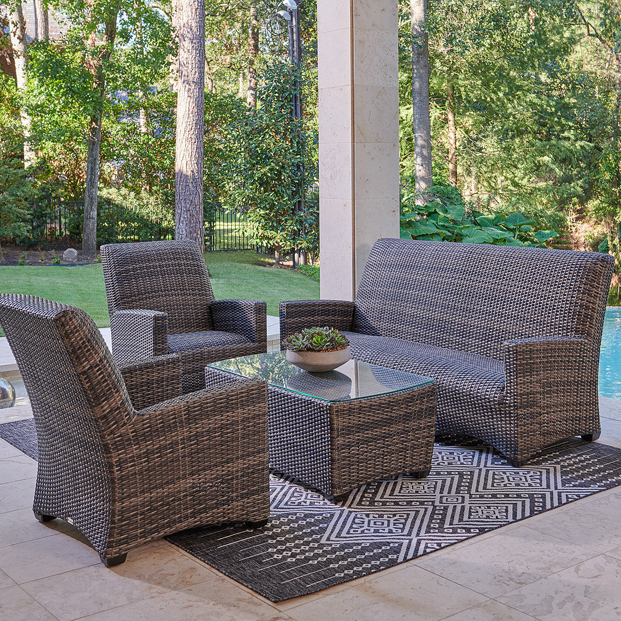 Tribeca Husk Outdoor Wicker with Concealed Cushions 4 Piece Sofa