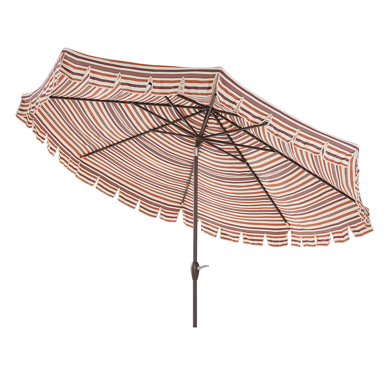 Tempo 11 ft. Red Stripe Canopy and Bronze Aluminum Market Umbrella