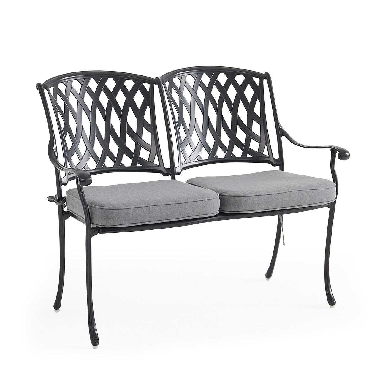 Tivoli Matte Black Cast Aluminum Loveseat Bench - Chair King