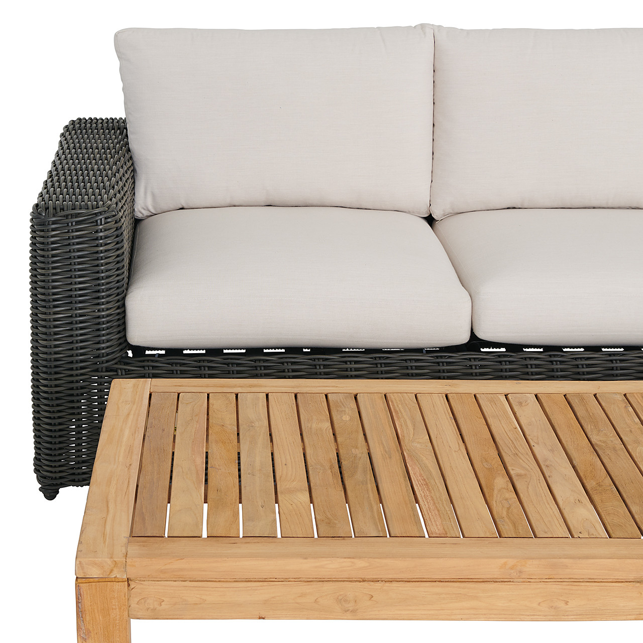 Laguna Smoke Outdoor Wicker and Solid Teak with Cushions 4 Piece