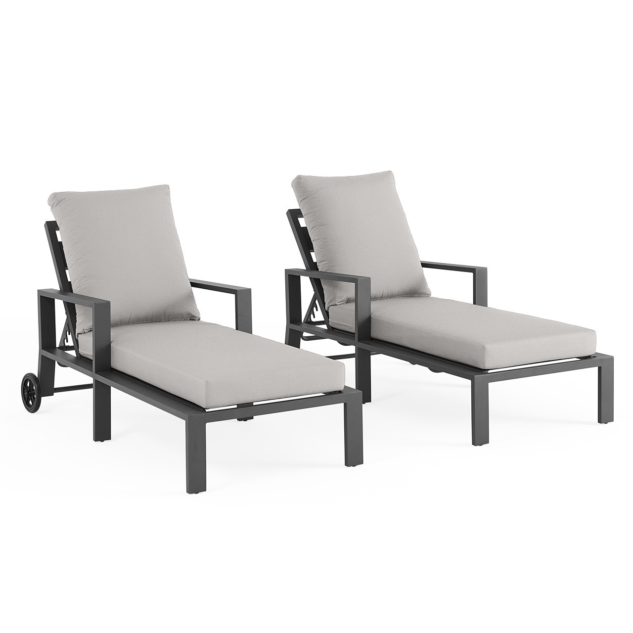 Montecito Charcoal Aluminum with Cushions 2 Piece Chaise Lounge Set