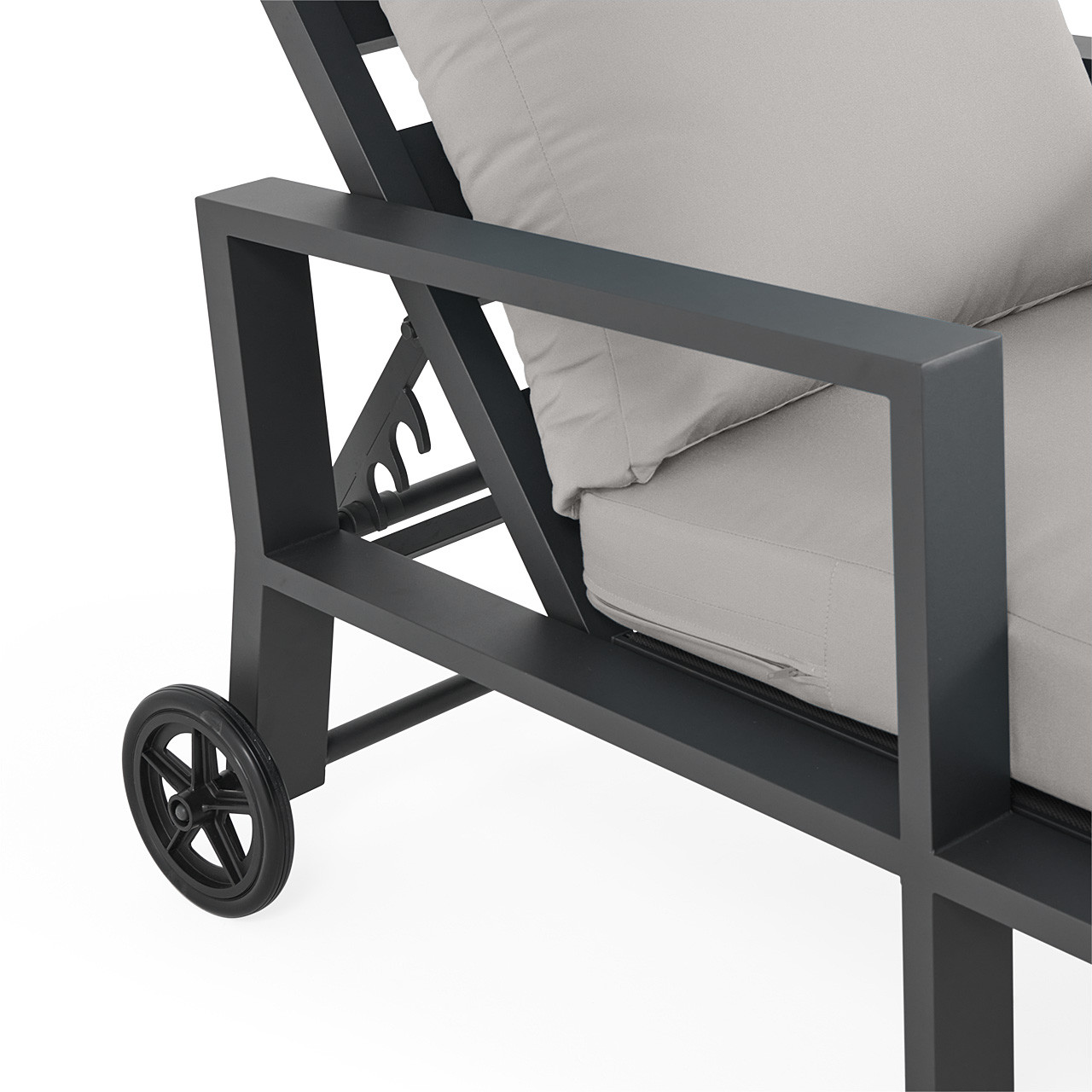 Montecito Charcoal Aluminum with Cushions 3 Piece Chaise Lounge Set + 24 in. D Side Table