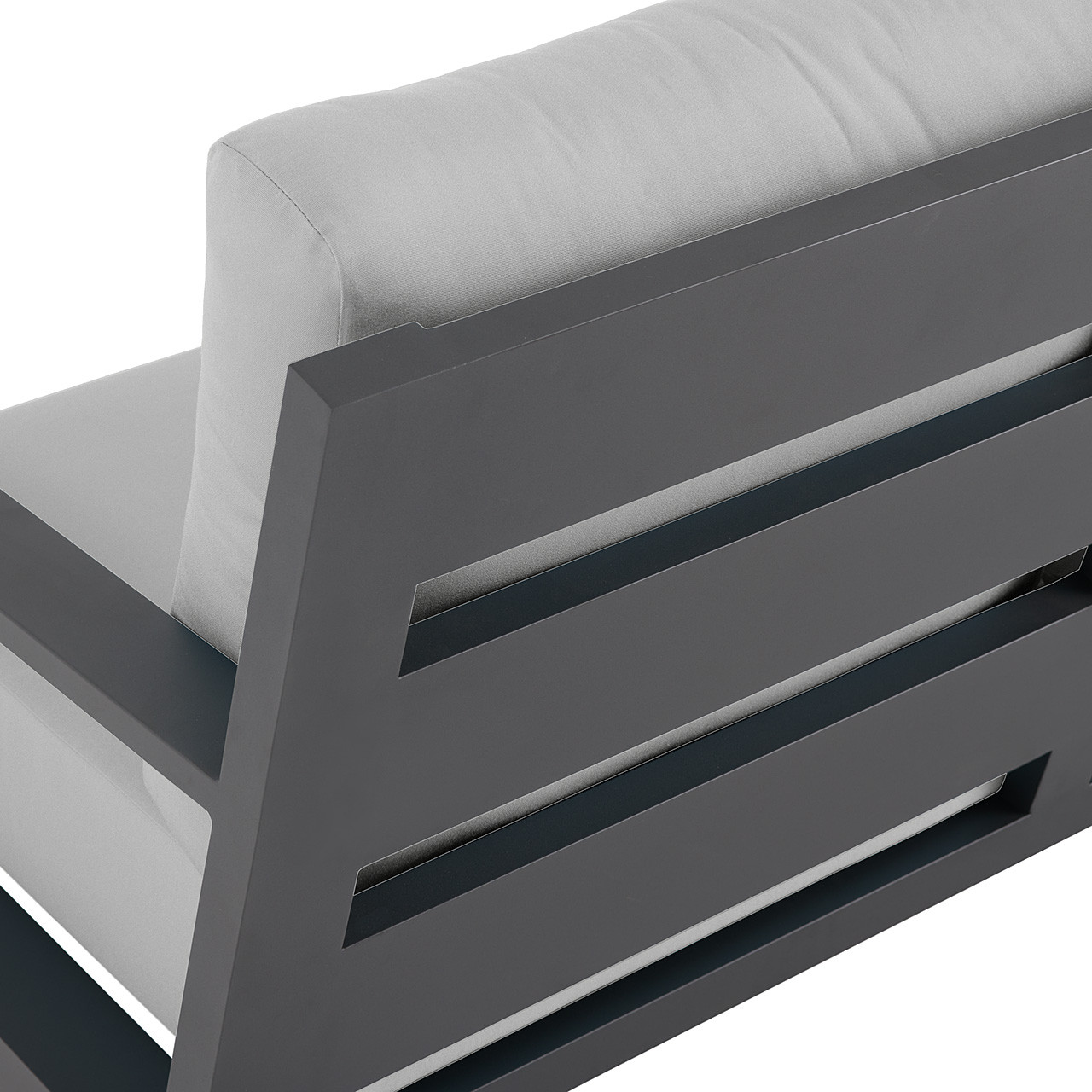 Montecito Charcoal Aluminum with Cushions 4 Piece Sofa Group + 48 x 26 in. Coffee Table