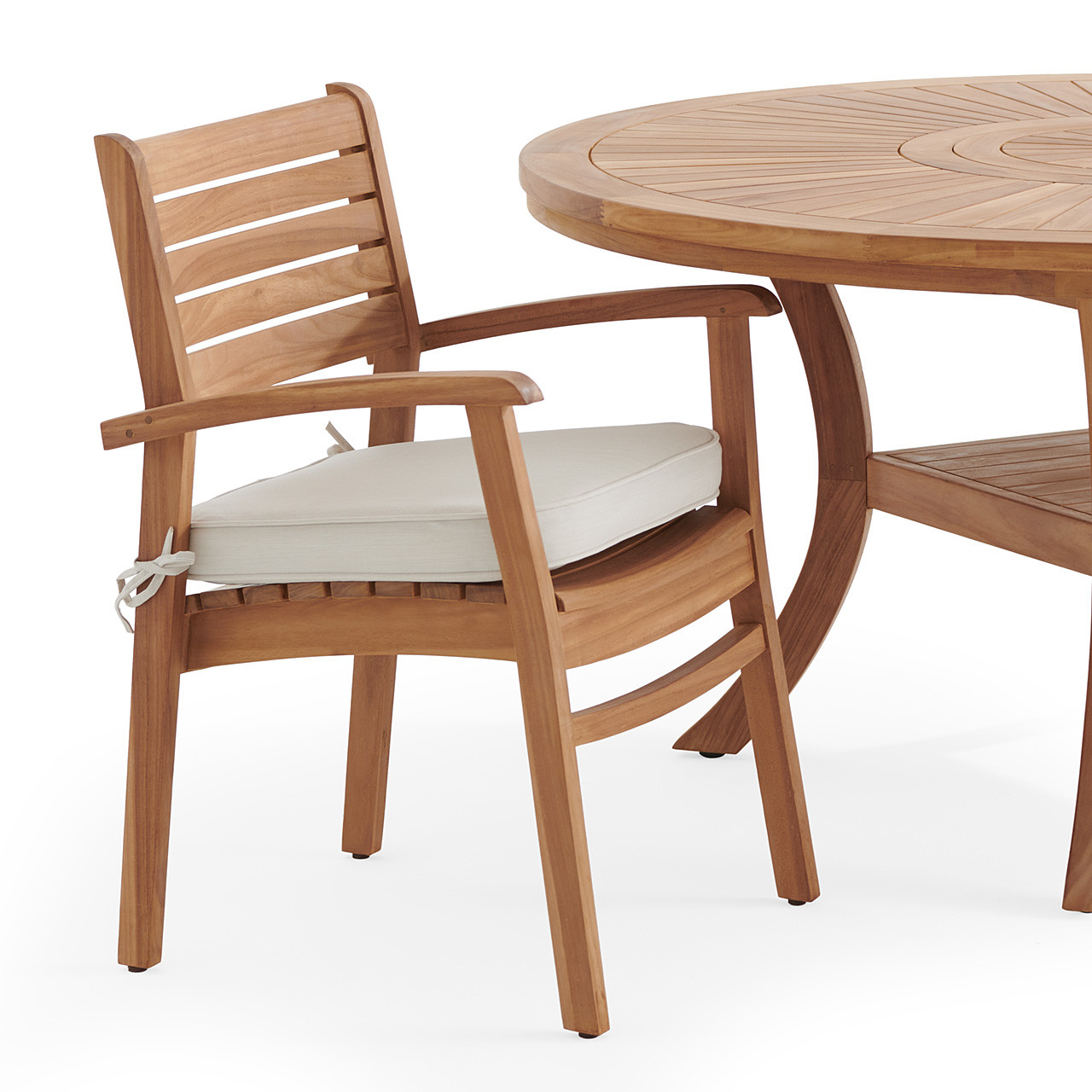 Warwick Teak with Cushions 7 Piece Dining Set + Bristol 59 in. D Table
