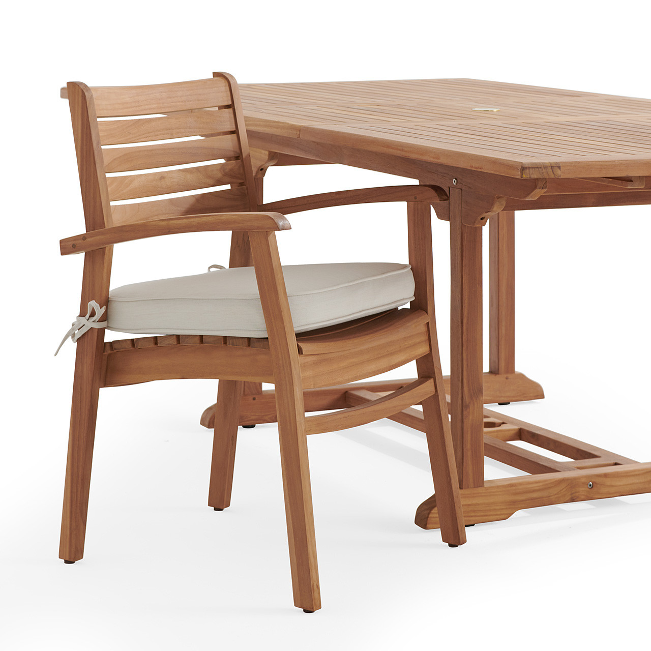 Warwick Teak with Cushions 7 Piece Dining Set + Bristol 67-87 x 47 in. Table