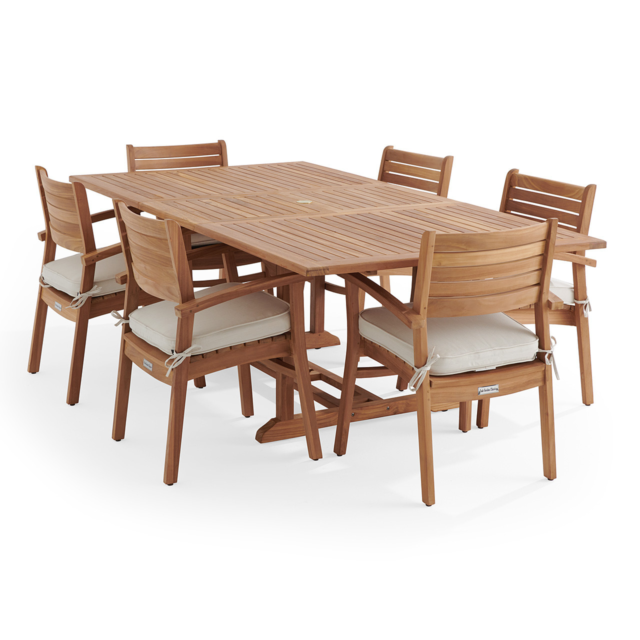 Warwick Teak with Cushions 7 Piece Dining Set + Bristol 67-87 x 47 in. Table