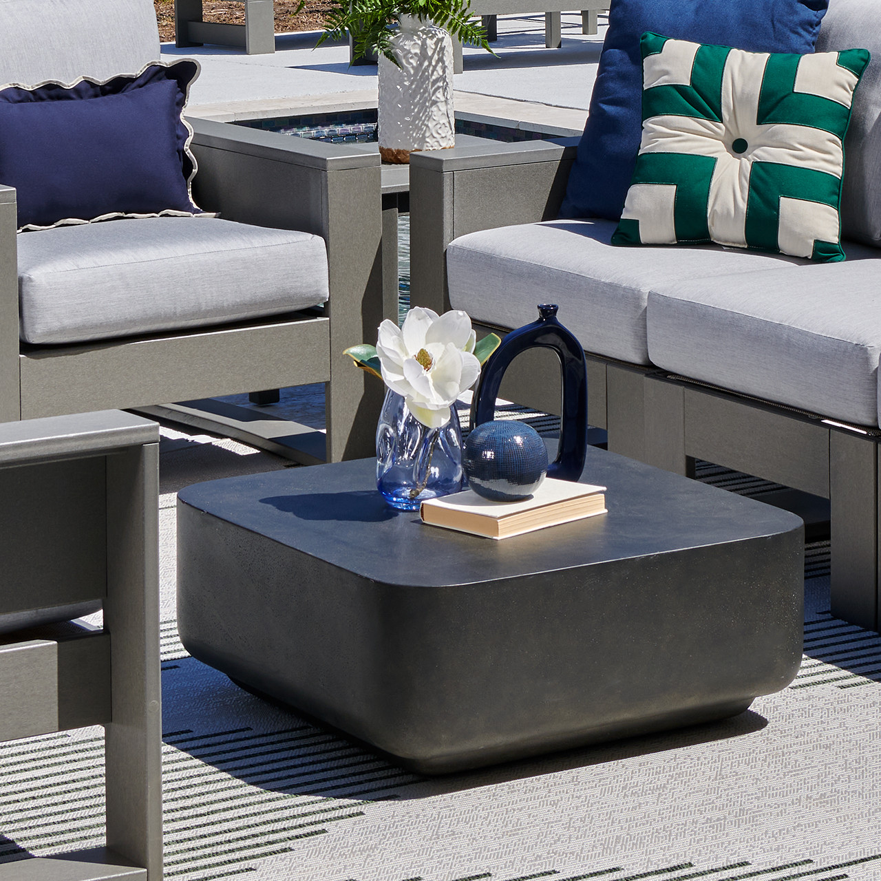 Charcoal Concrete 30 in. Sq. Rounded Corner Coffee Table