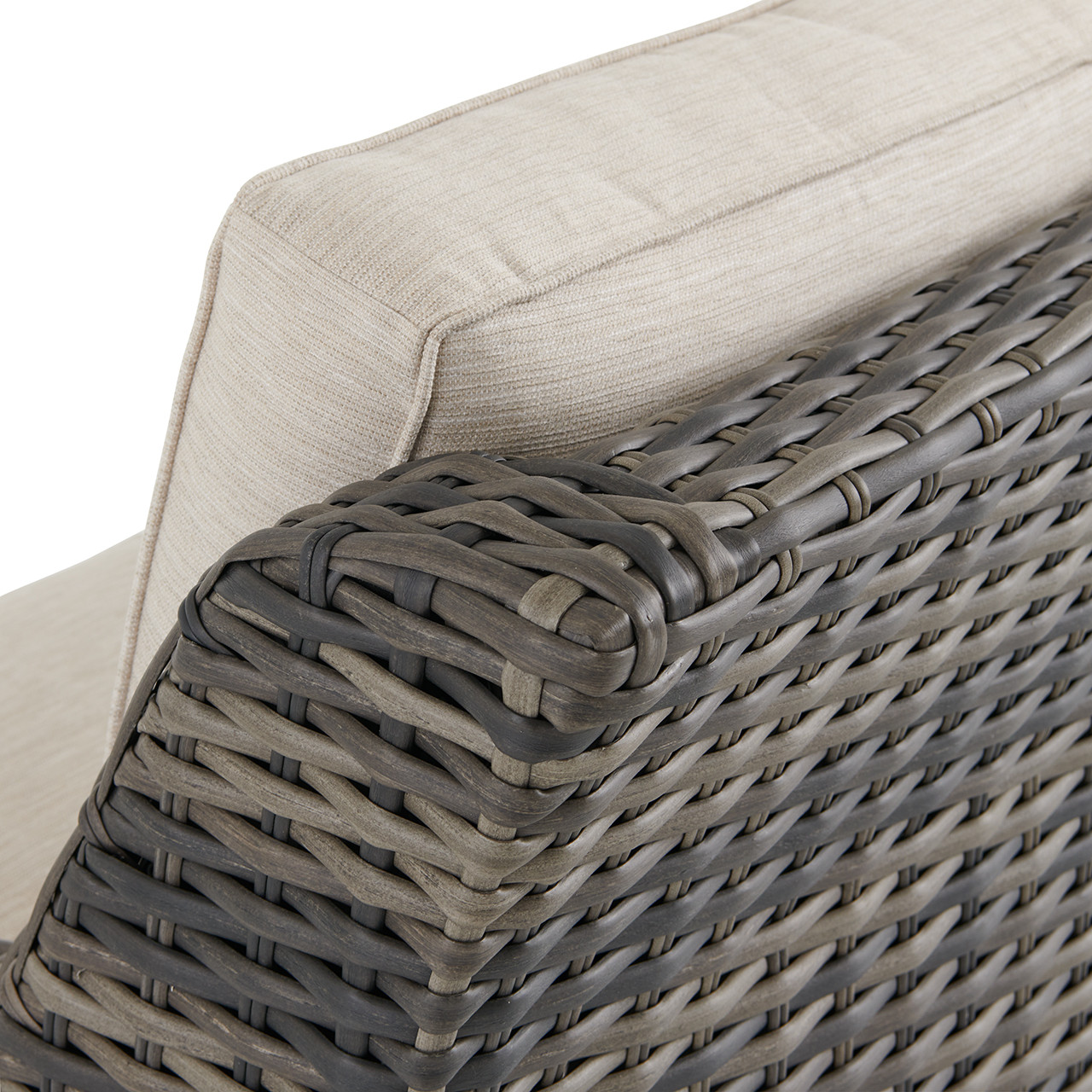 Tangiers Canola Seed Outdoor Wicker with Charmer Limestone Cushions Loveseat