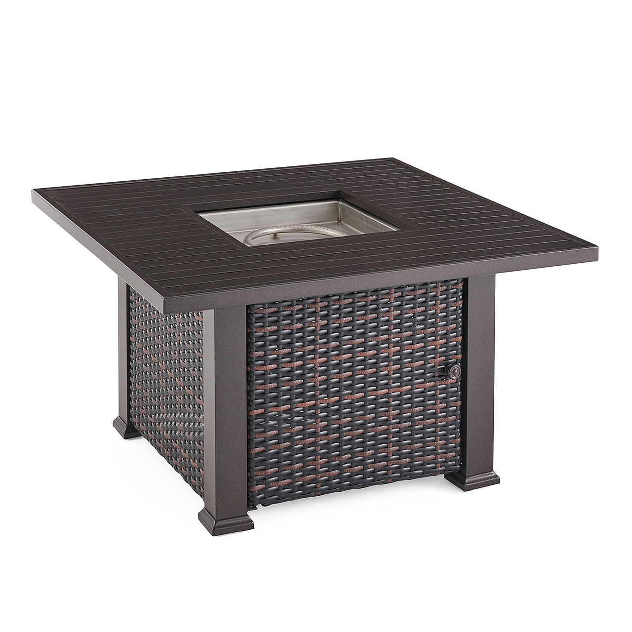 Tangiers Cabernet Outdoor Wicker 42 in. Sq. Gas Fire Pit Coffee