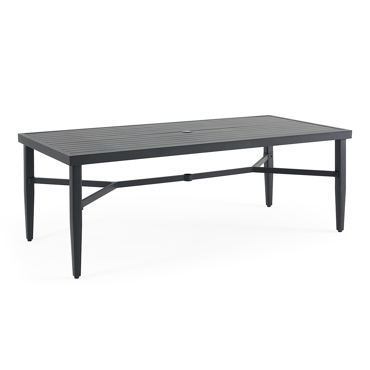 Portofino Midnight Aluminum 84 x 40 in. Rect. Slat Top Post Leg
