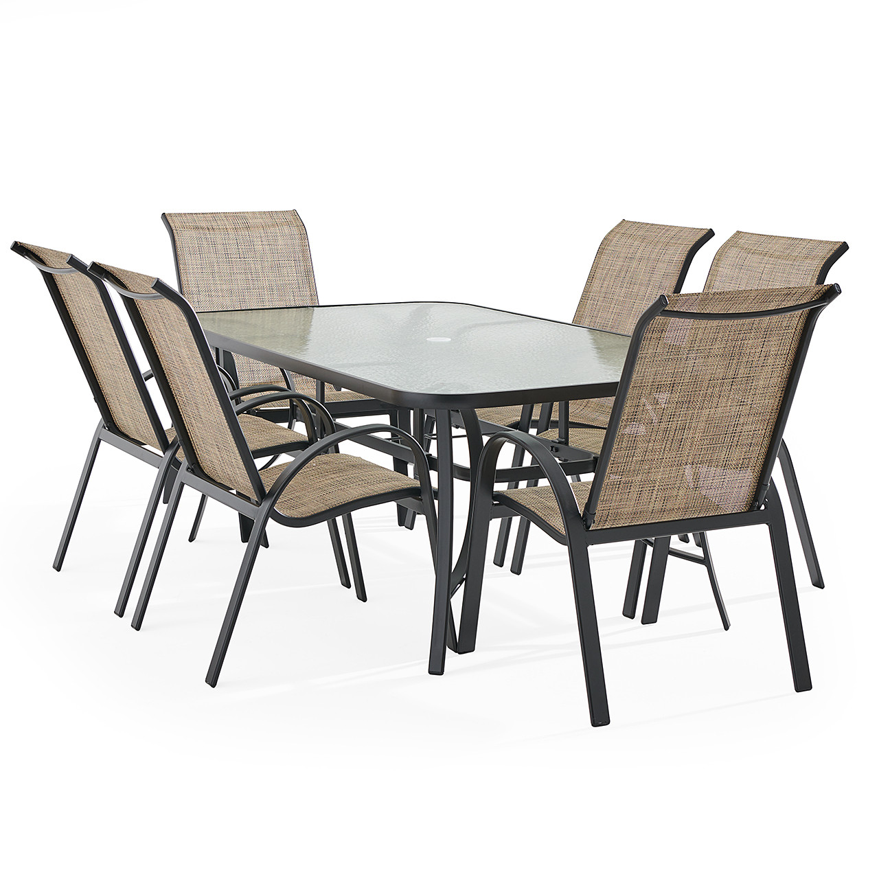 Malibu Aluminum with Sling 7 Piece Dining Set + 72 x 42 in. Table
