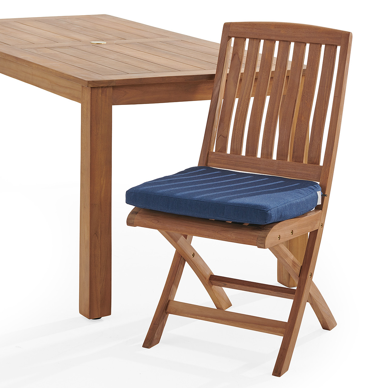 Westport Teak with Cushions 7 Piece Armless Dining Set + Oxford 71 x 36 in. Table