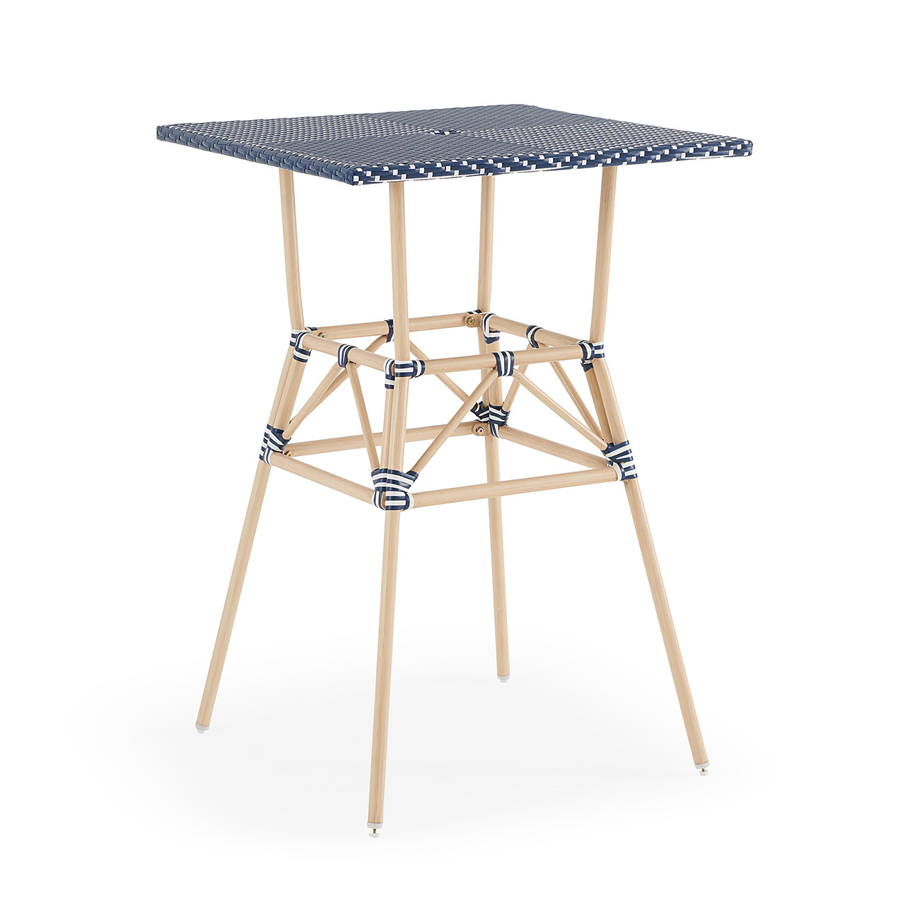 Parisian Cafe Cane Aluminum 30 in. with Navy and White Outdoor