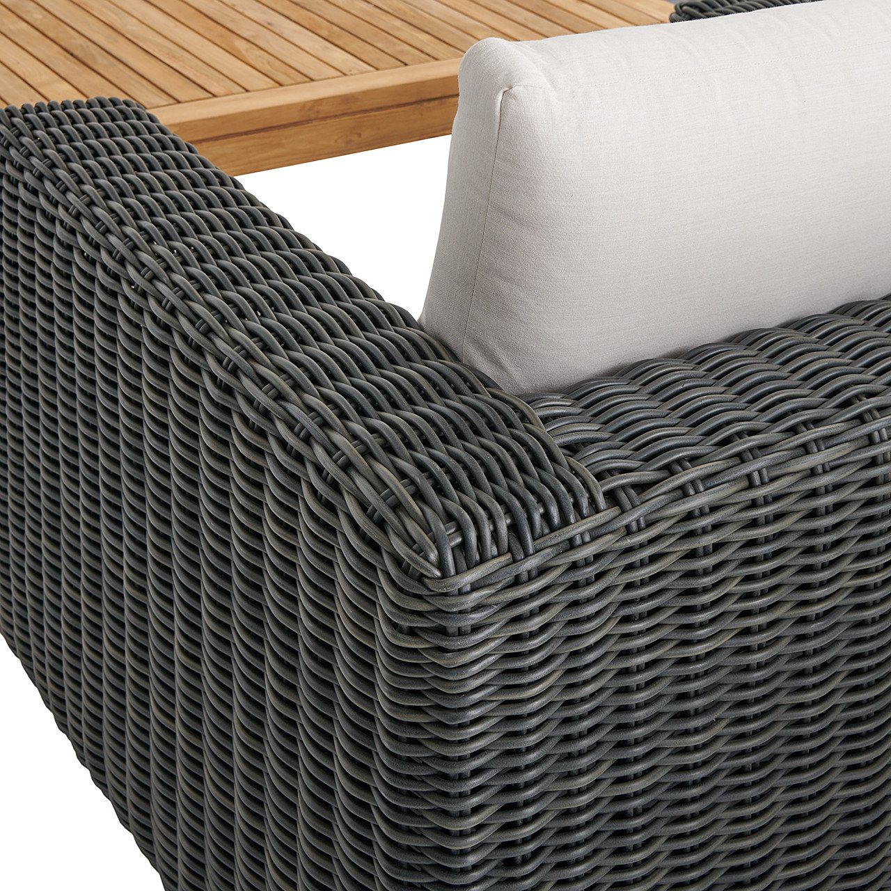 Laguna Smoke Outdoor Wicker with Cushions 3 Piece Swivel Sofa Group + Loveseat and Swivel Glider Club Chair