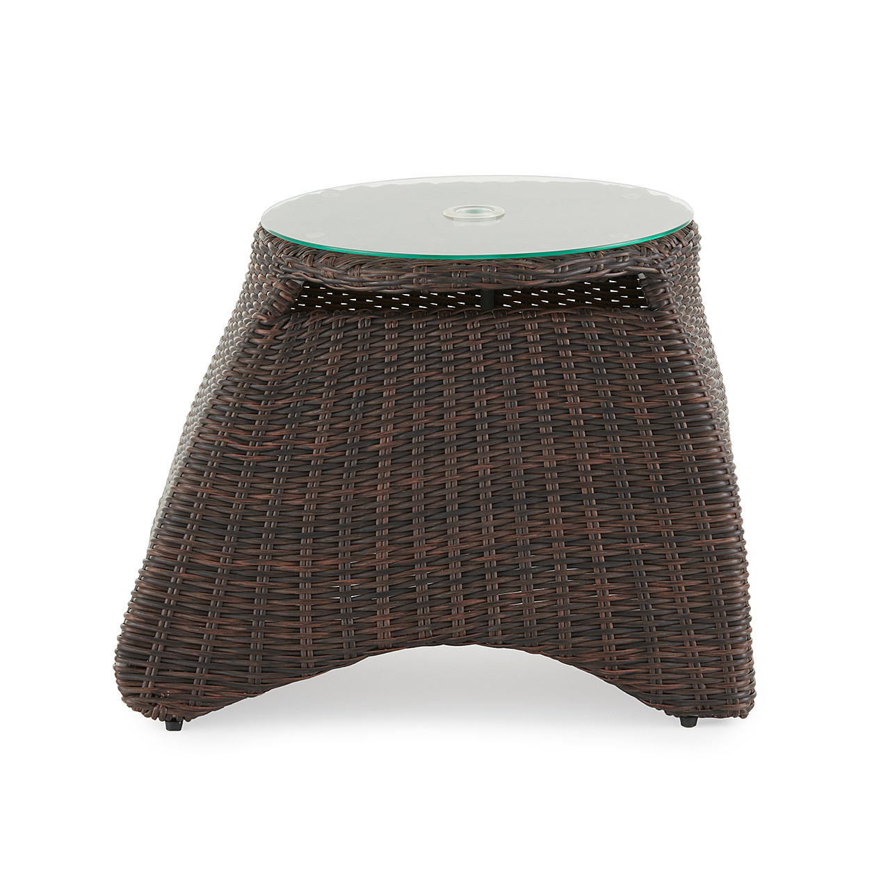 Valencia Sangria Outdoor Wicker 20 in. D Glass Top Coffee Table