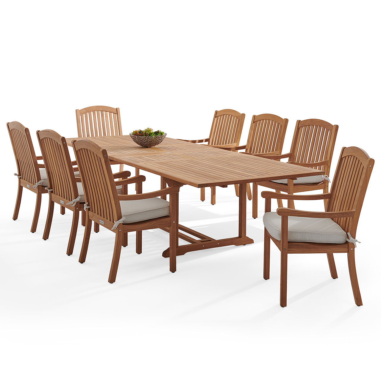 Eastchester Teak with Cushions 9 Piece Dining Set + Bristol 87-118