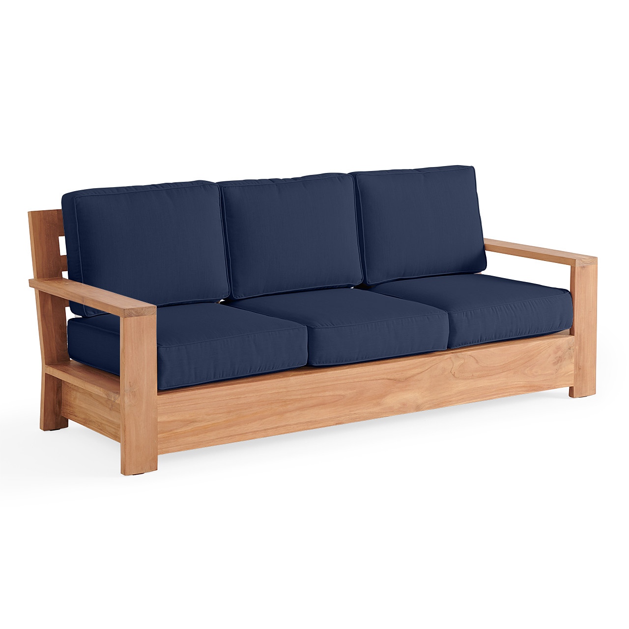 Castello Teak with Cushions 4 Piece Sofa Group + 48 in. D Sintered Fire Pit