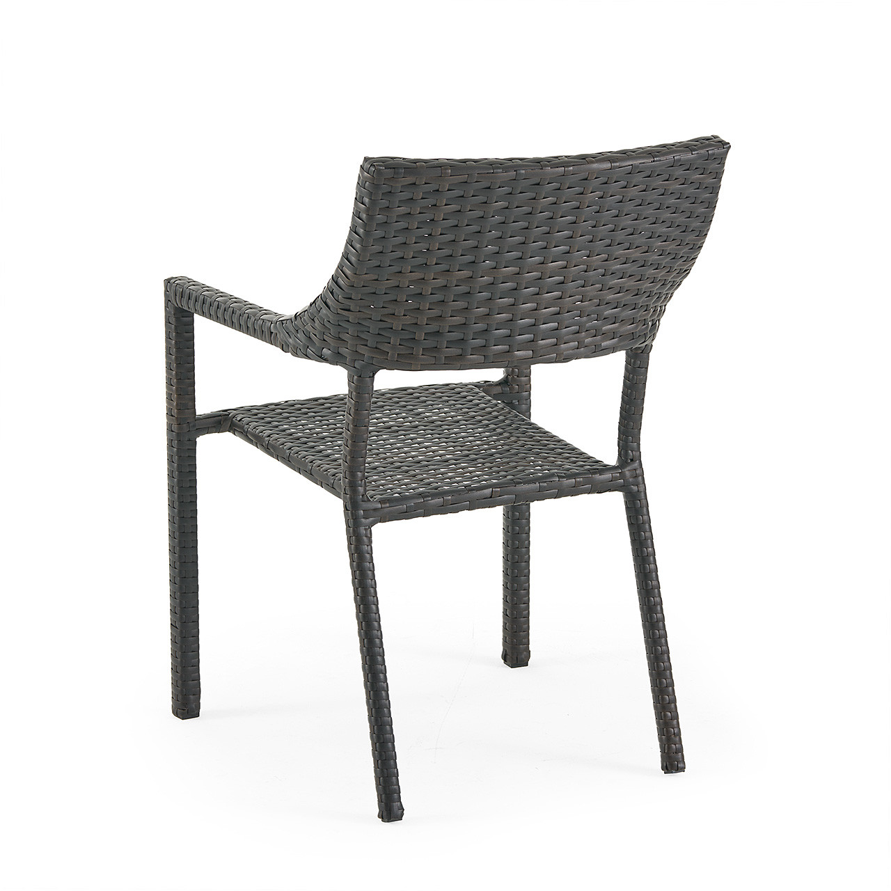 Terrace Dark Elm Outdoor Wicker with Cushions 5 Piece Dining Set + 42 in. Sq. Table