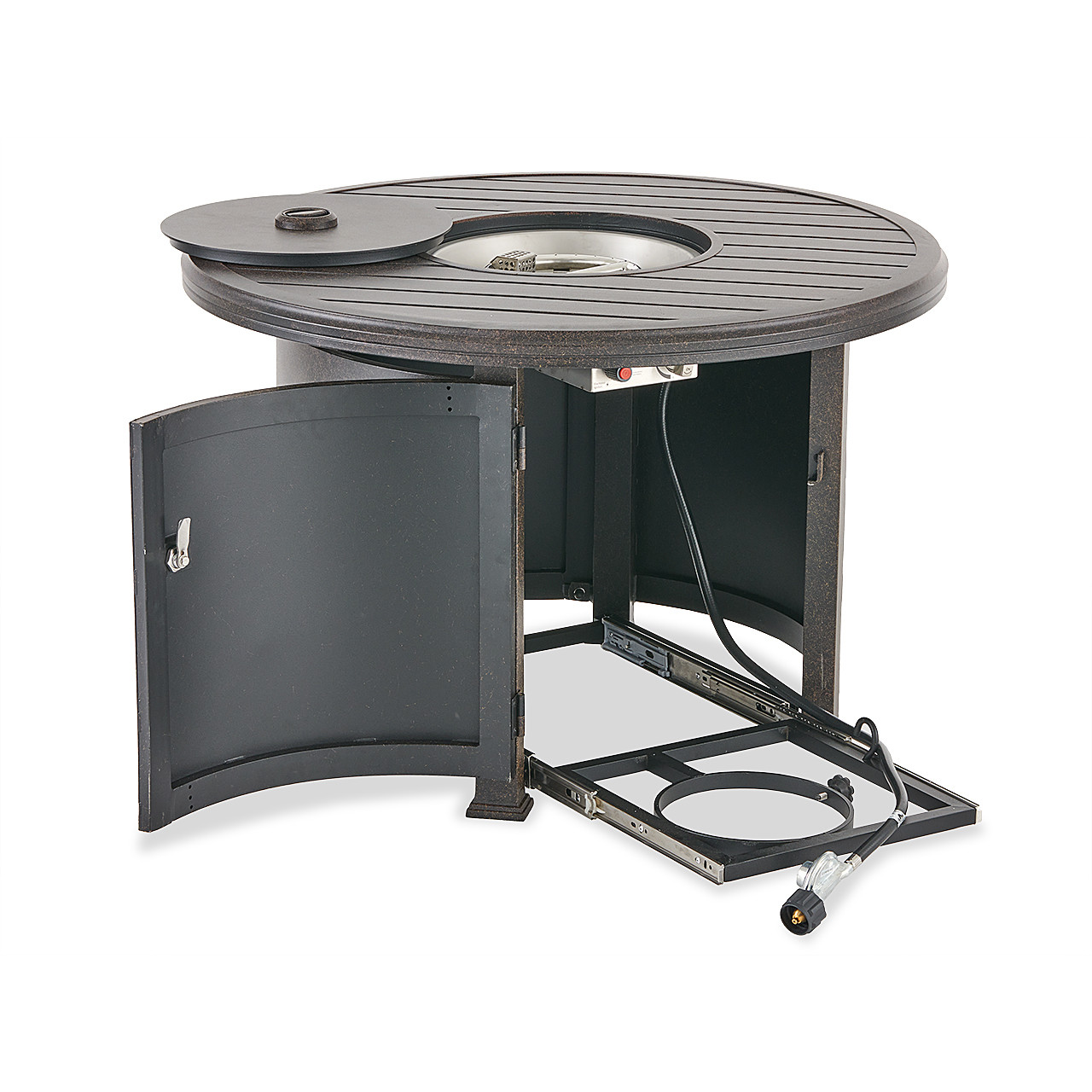 Carlisle Aged Bronze Cast Aluminum 36 in. D LP Fire Pit Slat Top Table