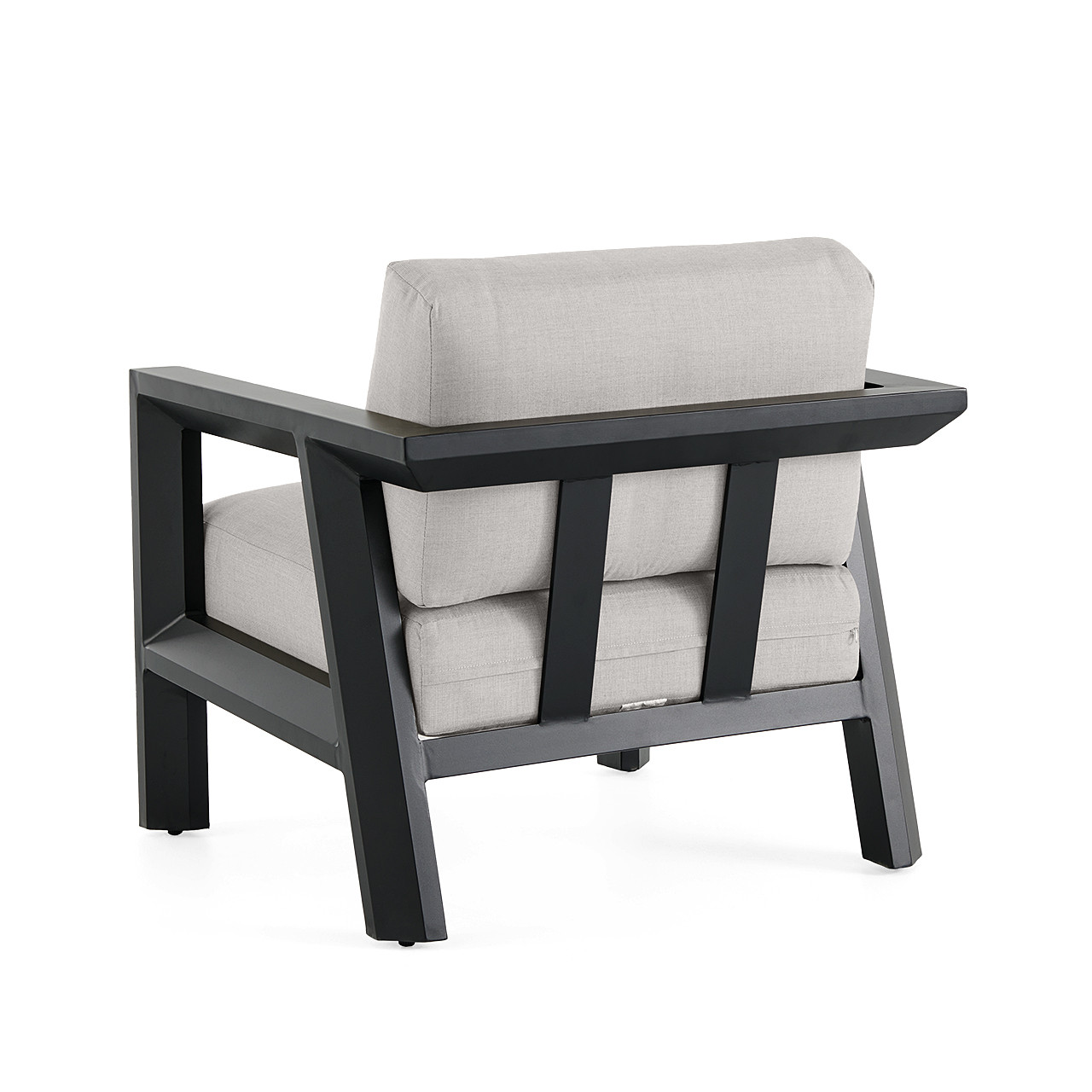 St. Lucia Midnight Aluminum with Canvas Granite Cushions 5 Piece Chat Set + 48 in. D Fire Pit Table