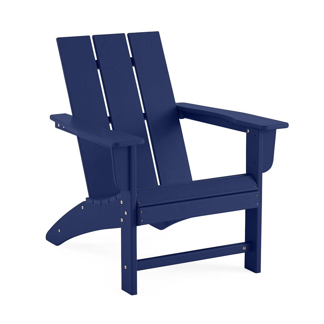 Modern 5 Piece Set Navy XL Adirondack Chairs + Ottomans + 18 Sq. Side Table
