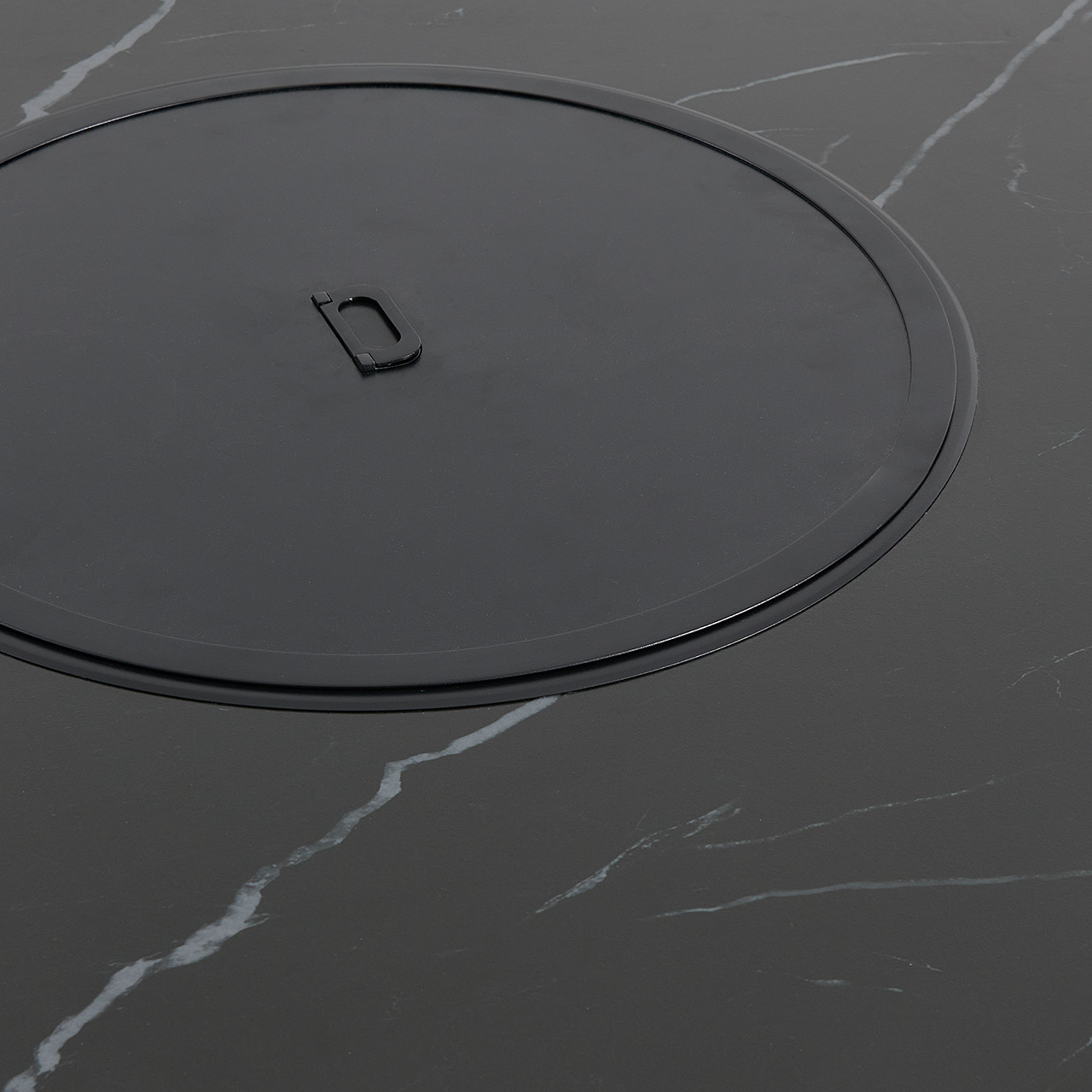 St. Lucia Midnight Aluminum with Canvas Granite Cushions 3 Piece Swivel Sofa Group + 48 in. D Fire Pit Table