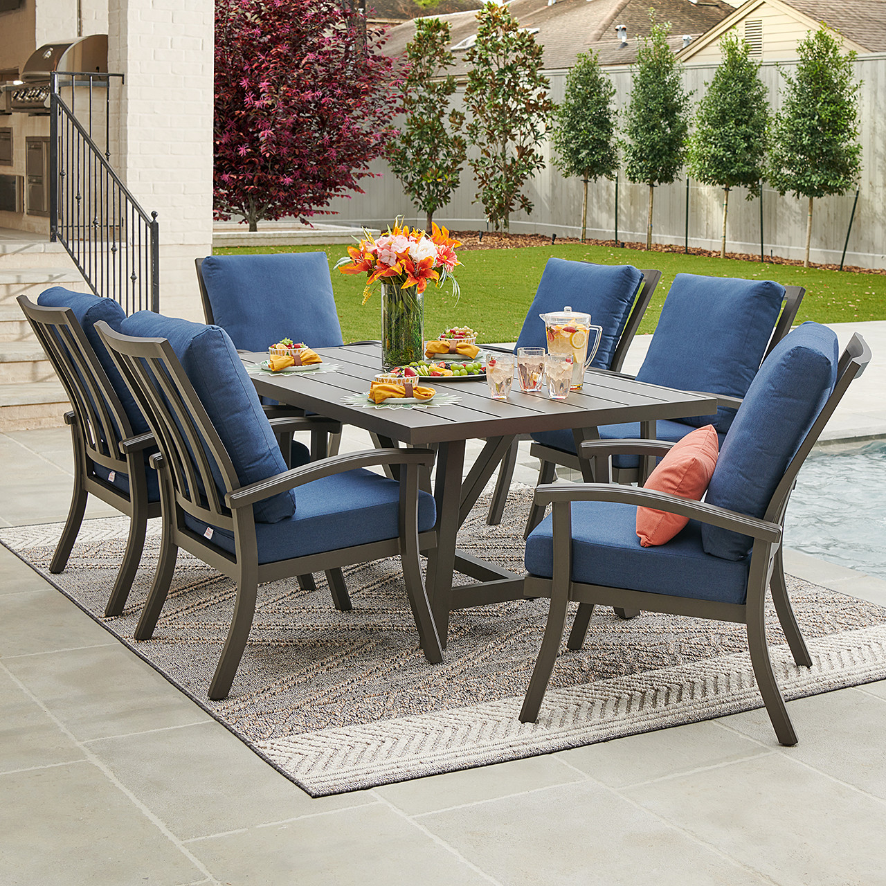 Fairmont Aged Bronze Aluminum with Spectrum Indigo Cushions 7