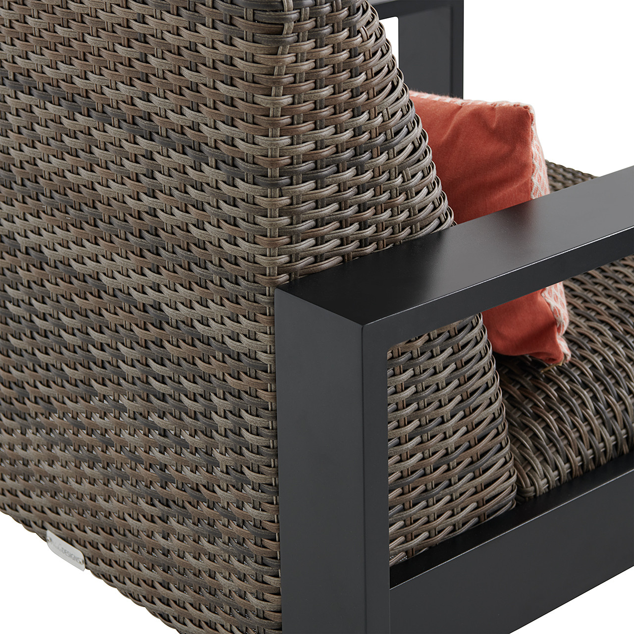 Chelsea Textured Black Aluminum and Weathered Teak Outdoor Wicker