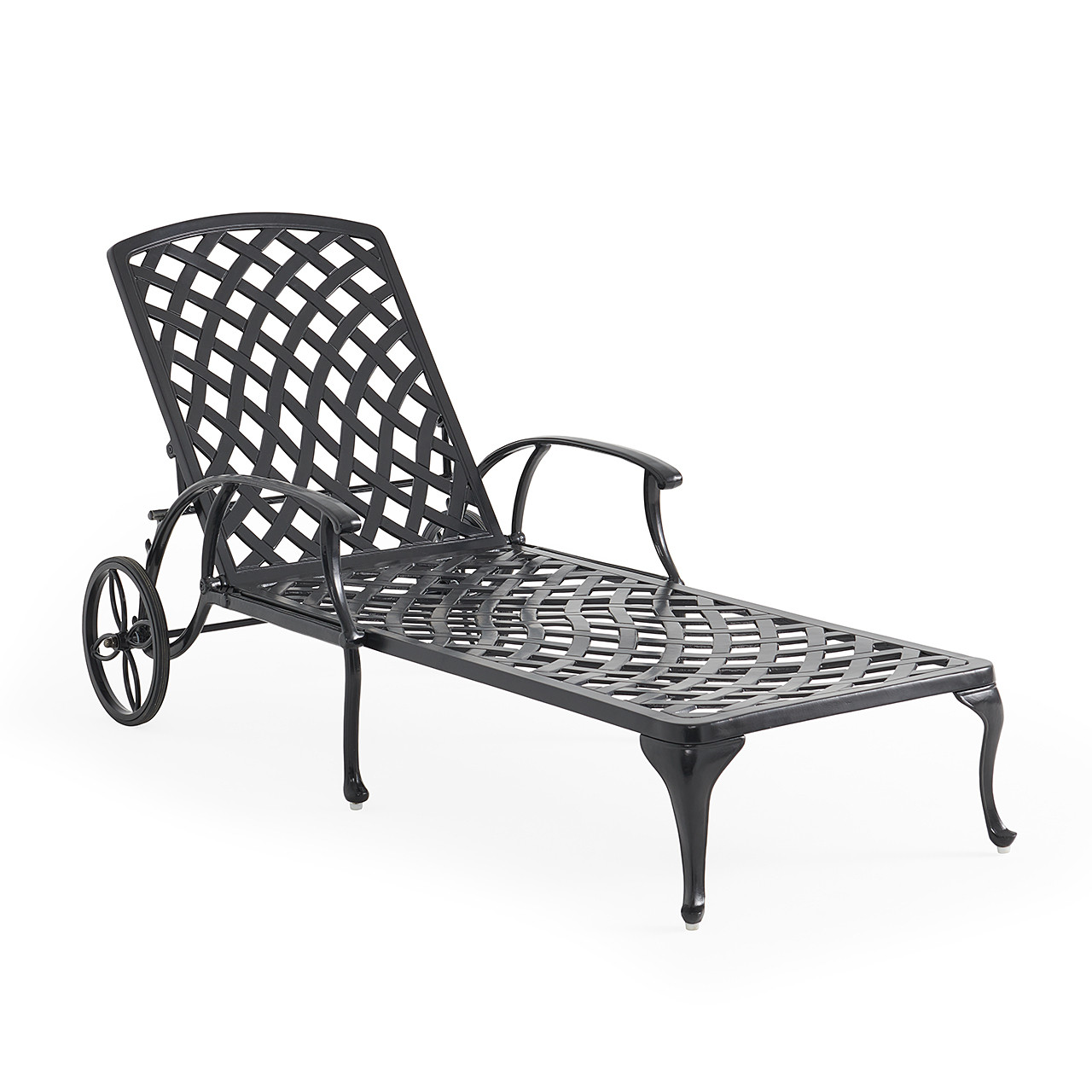 Tivoli Matte Black Cast Aluminum with Cushions 3 Piece Chaise Lounge Set + 22 in. D Side Table
