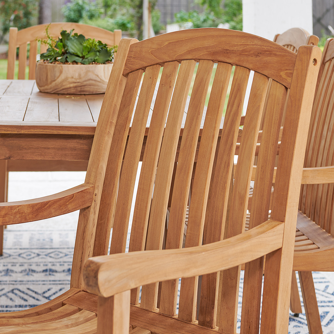 Eastchester Teak with Cushions 7 Piece Dining Set + Oxford 71 x 36 in. Table