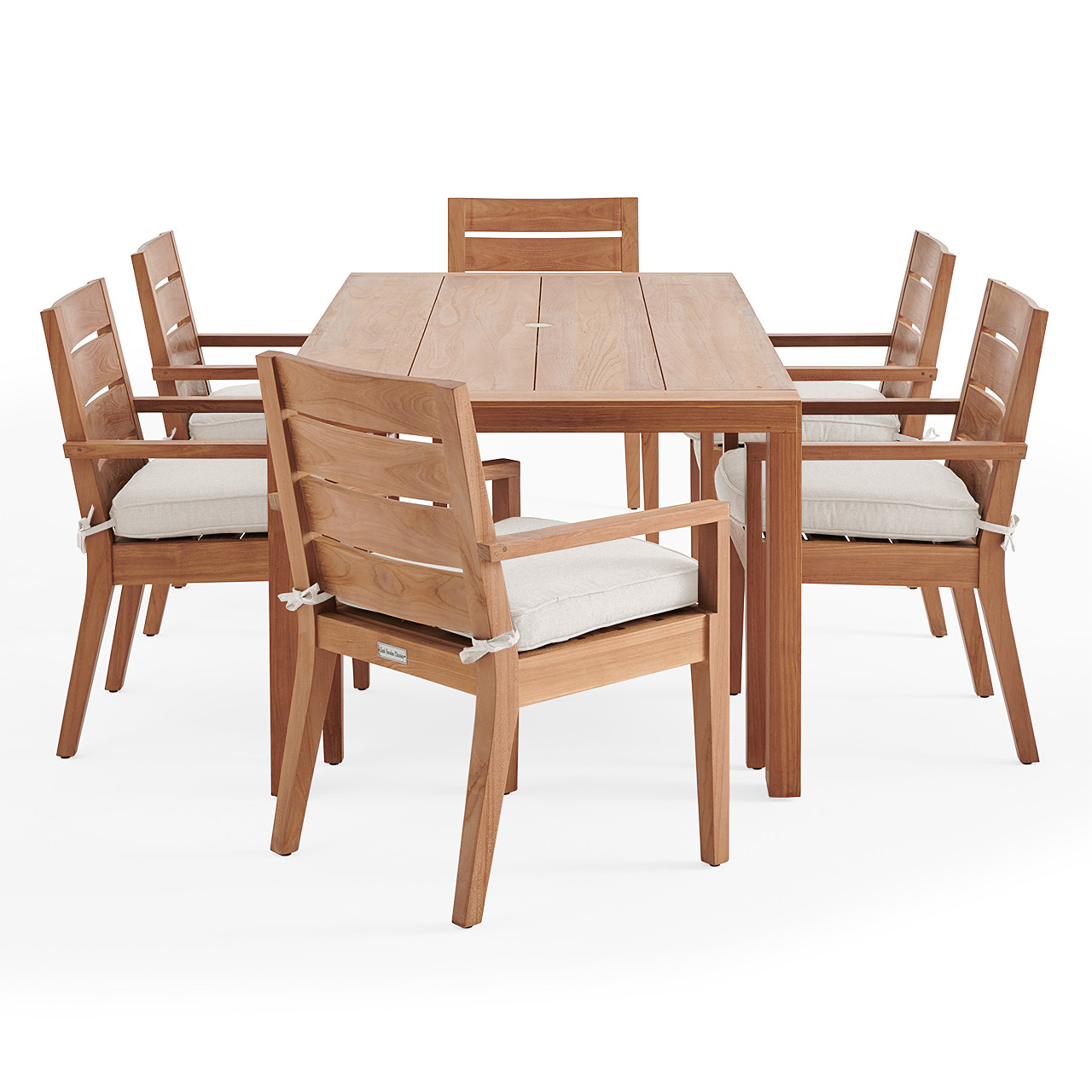 Castello Teak with Cushions 7 Piece Dining Set + 86 x 39 in. Table