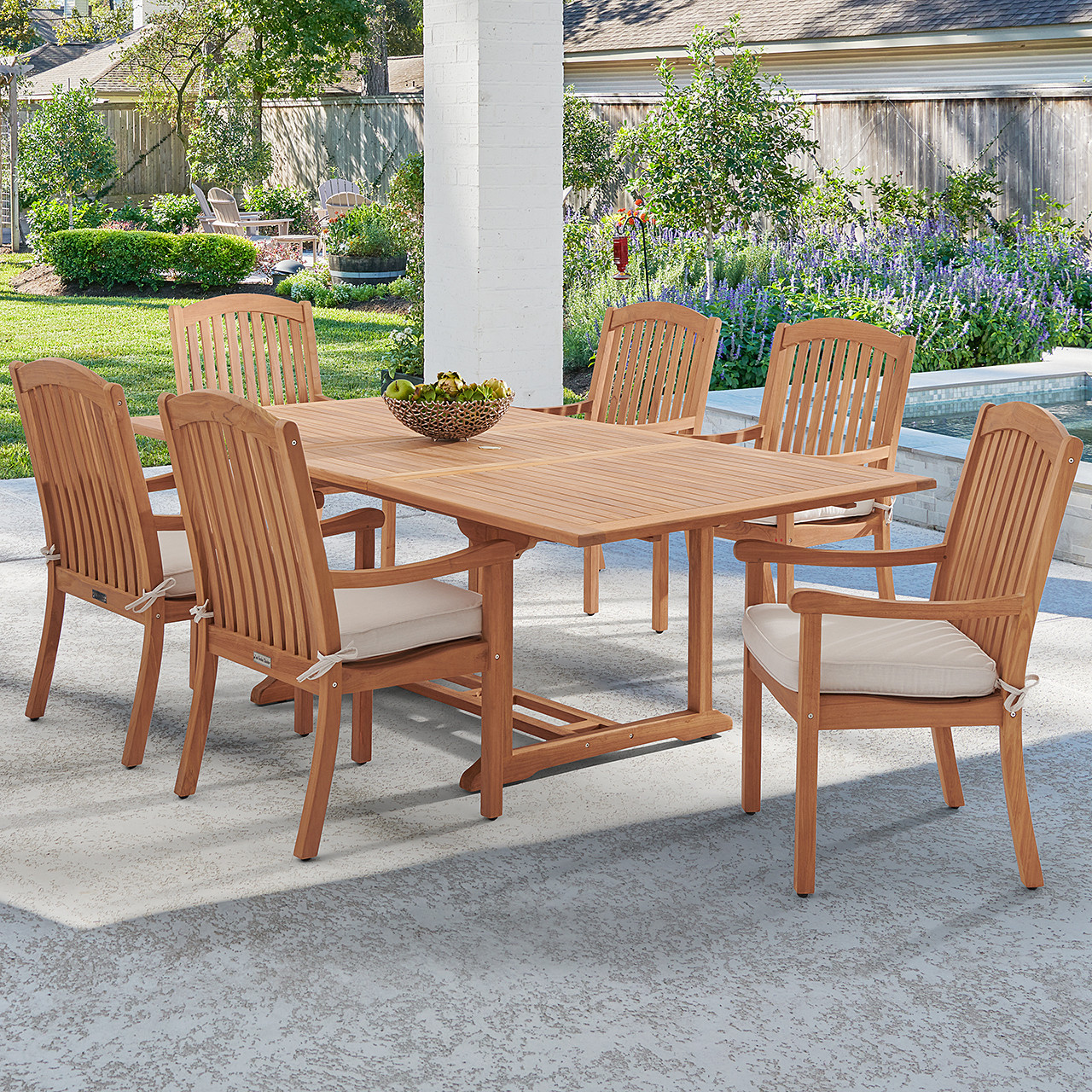 Eastchester Teak with Cushions 7 Piece Dining Set + Bristol 67-87