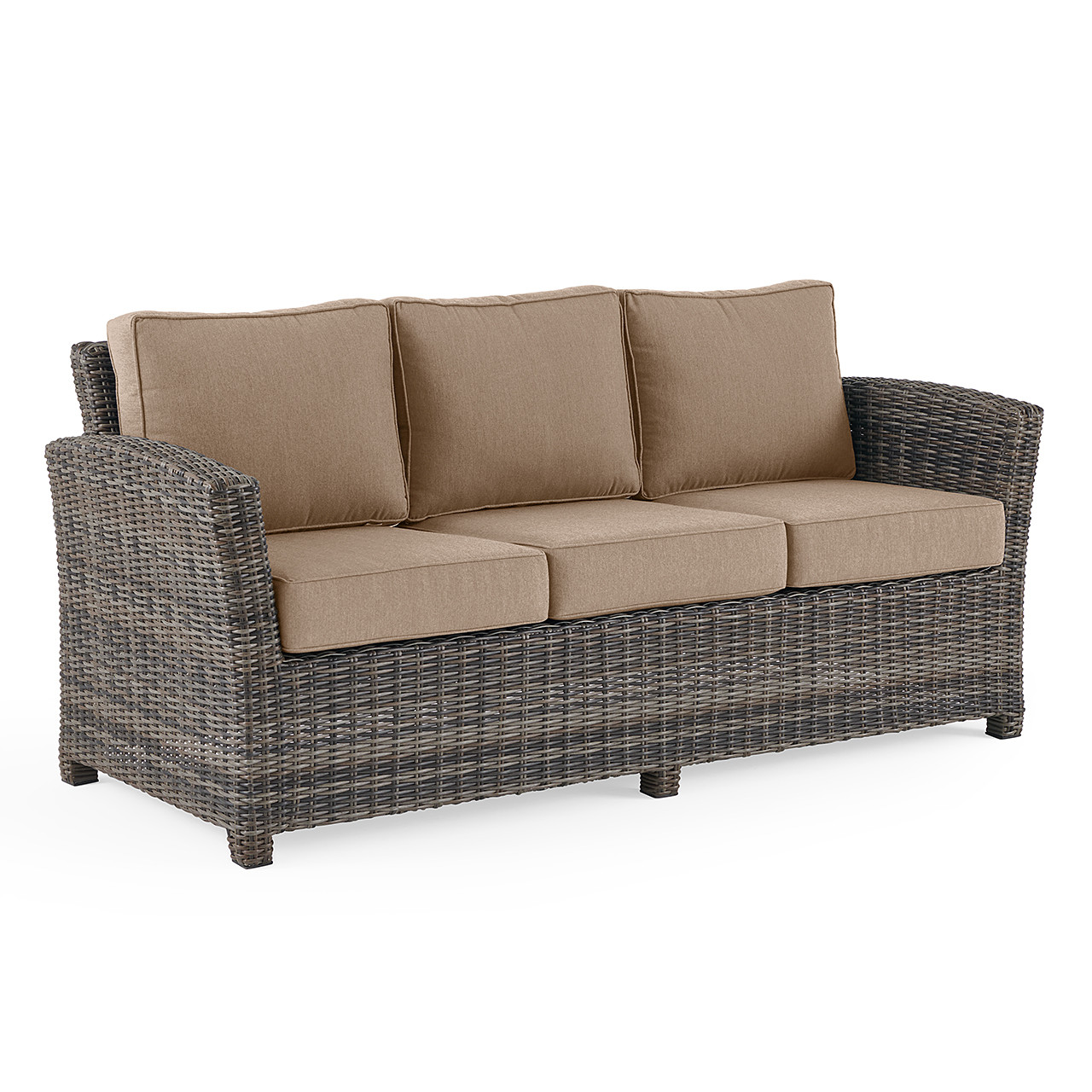 Venice Silver Oak Outdoor Wicker + Cushions Sofa
