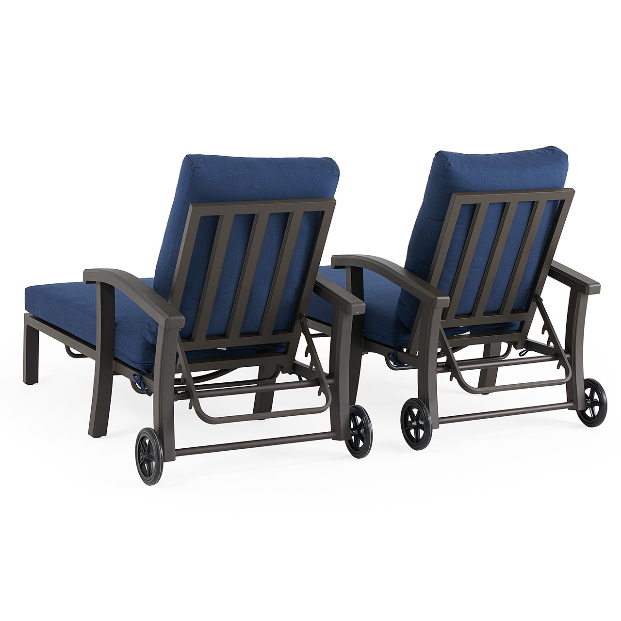 Fairmont Aged Bronze Aluminum with Spectrum Indigo Cushions 2 Piece Chaise Lounge Set