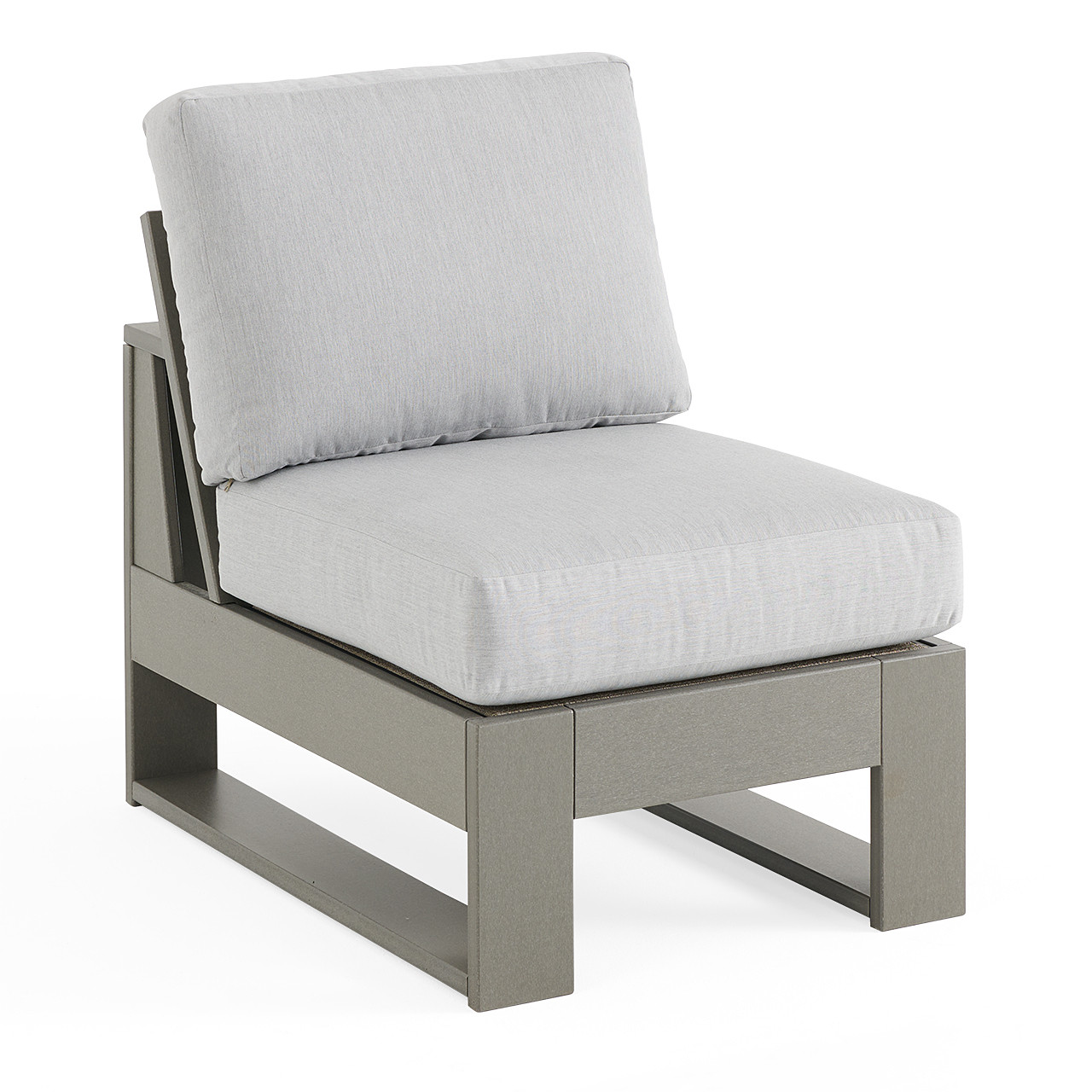 Montauk Slate Grey Polymer with Cushions 6 Piece Modular Sectional + 42 in. Sq. Fire Pit Table