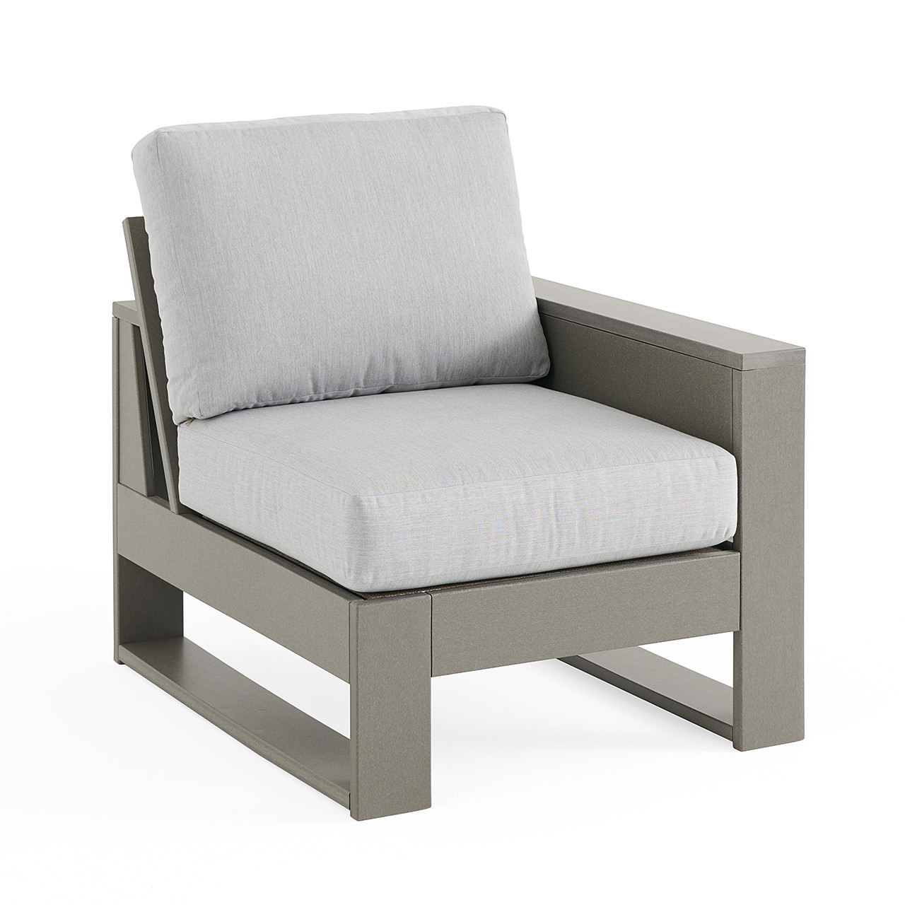 Montauk Slate Grey Polymer with Cushions 6 Piece Modular Sectional + 42 in. Sq. Fire Pit Table