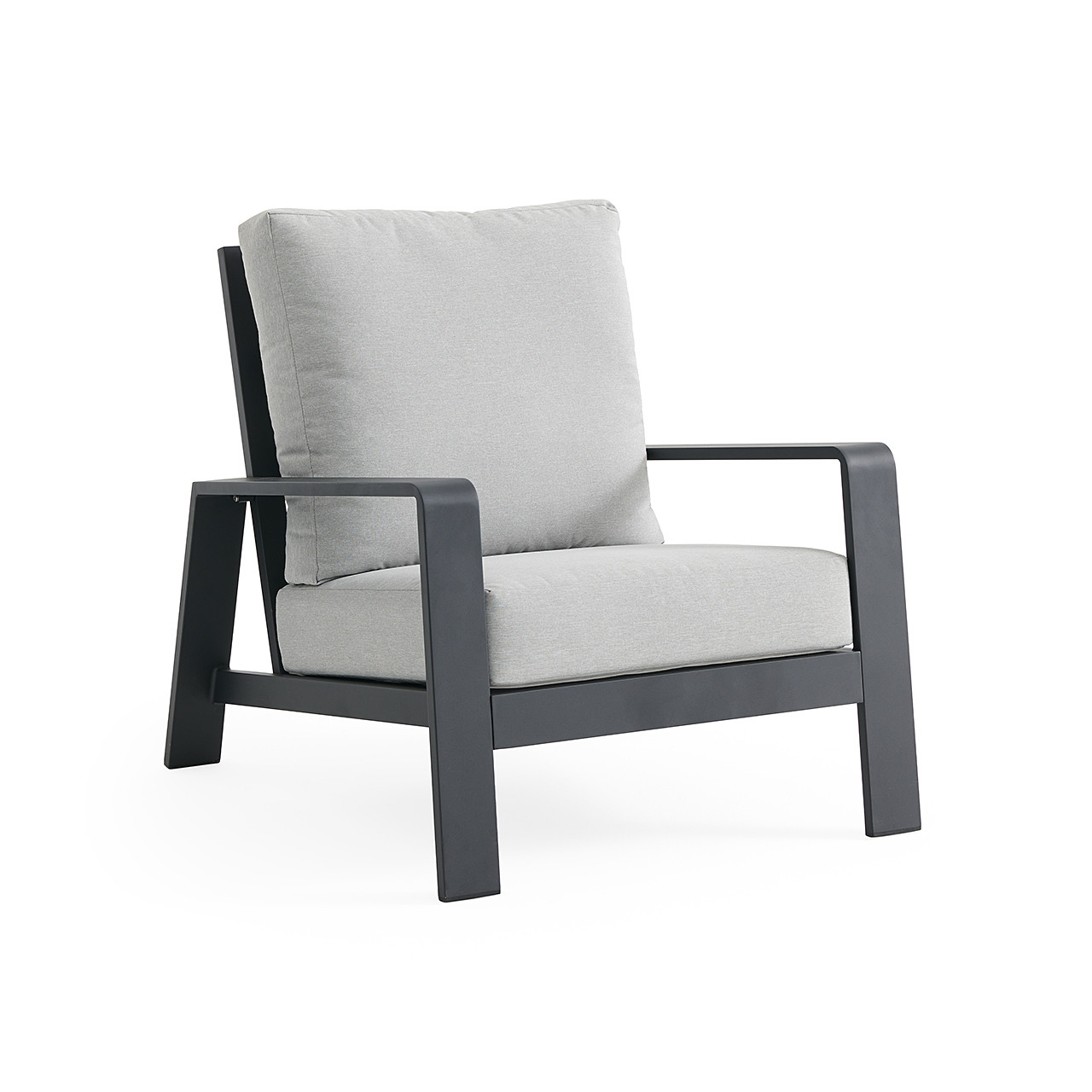 Carmel Midnight Aluminum and Meteor Silver Cushions 4 Piece Sofa Group with 39 x 23.6 in. Coffee Table