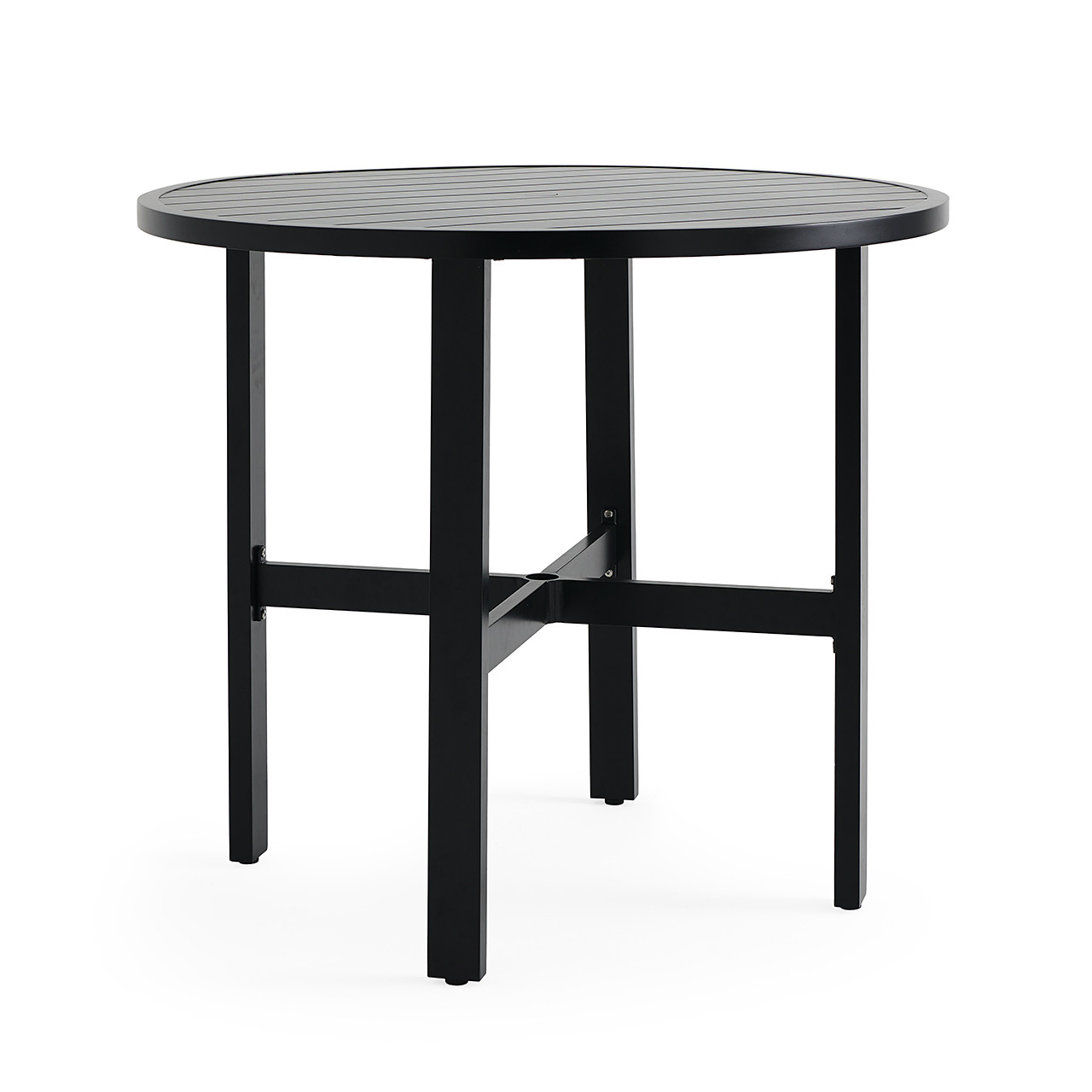 Chelsea Textured Black Aluminum 48 in. D Bar Table