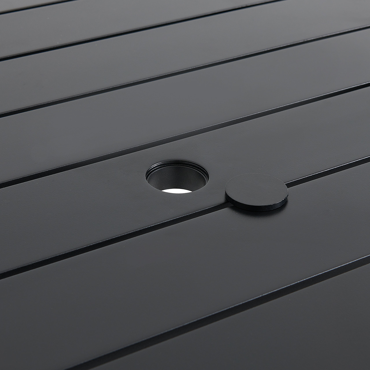 Chelsea Textured Black Aluminum 48 in. D Bar Table