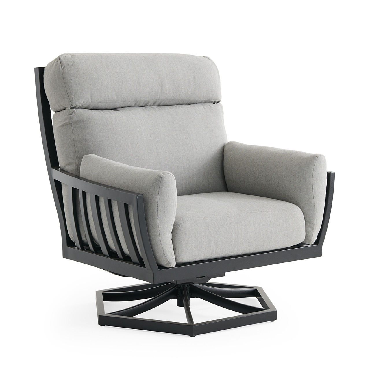 Siena Coal Aluminum with Panama Stone Grey Cushions Swivel Club Rocker