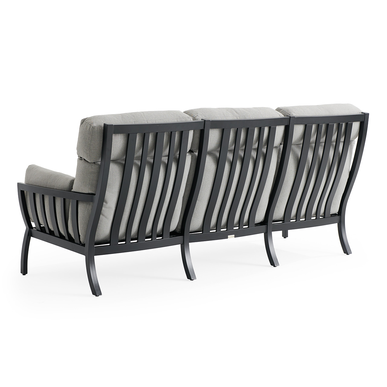 Siena Coal Aluminum with Panama Stone Grey Cushions Sofa