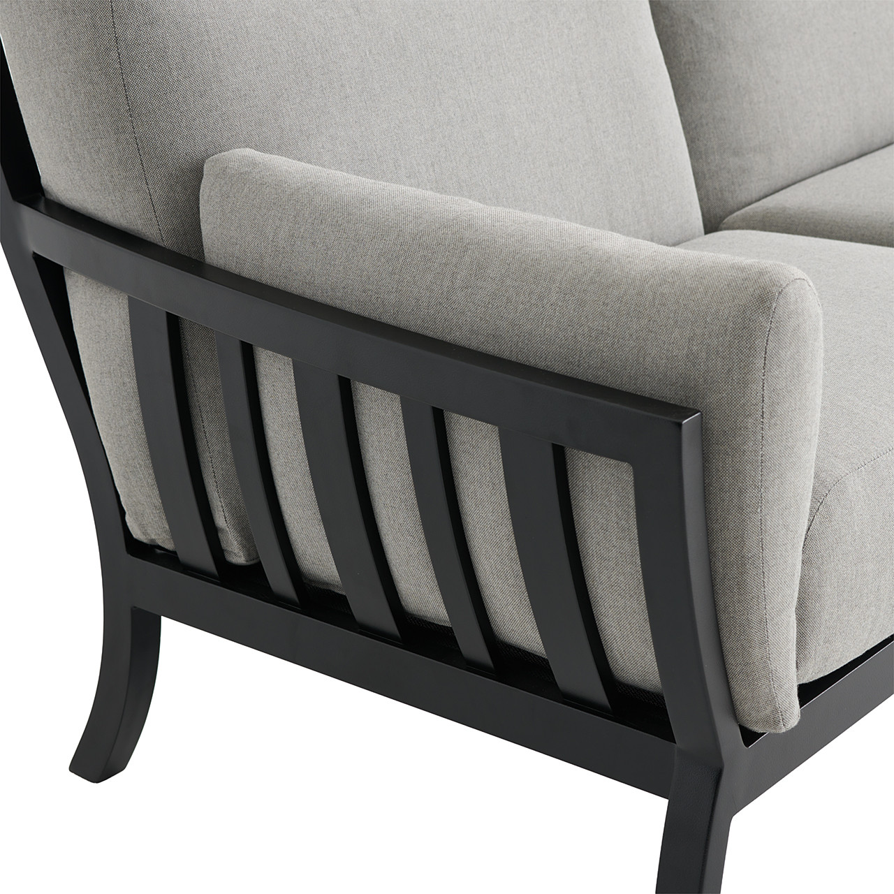 Siena Coal Aluminum with Panama Stone Grey Cushions Sofa