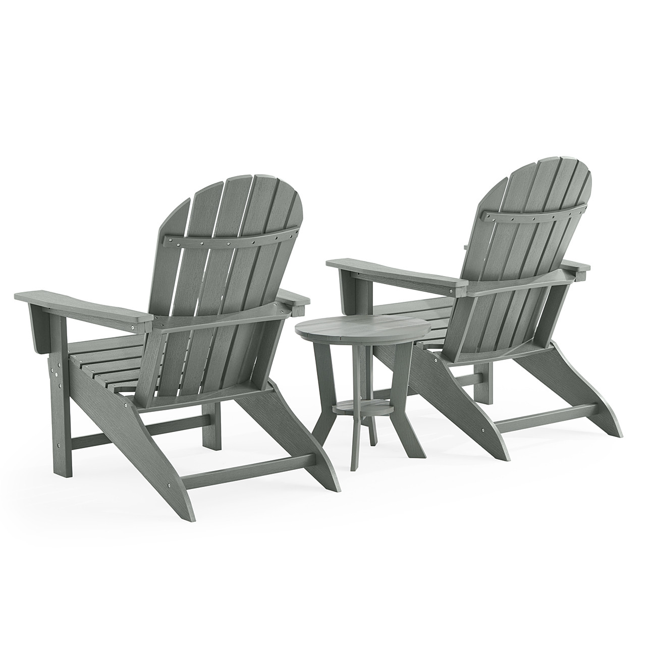Lakeside Polymer 3 Piece Set Adirondack Chairs + 18 in. D End Table