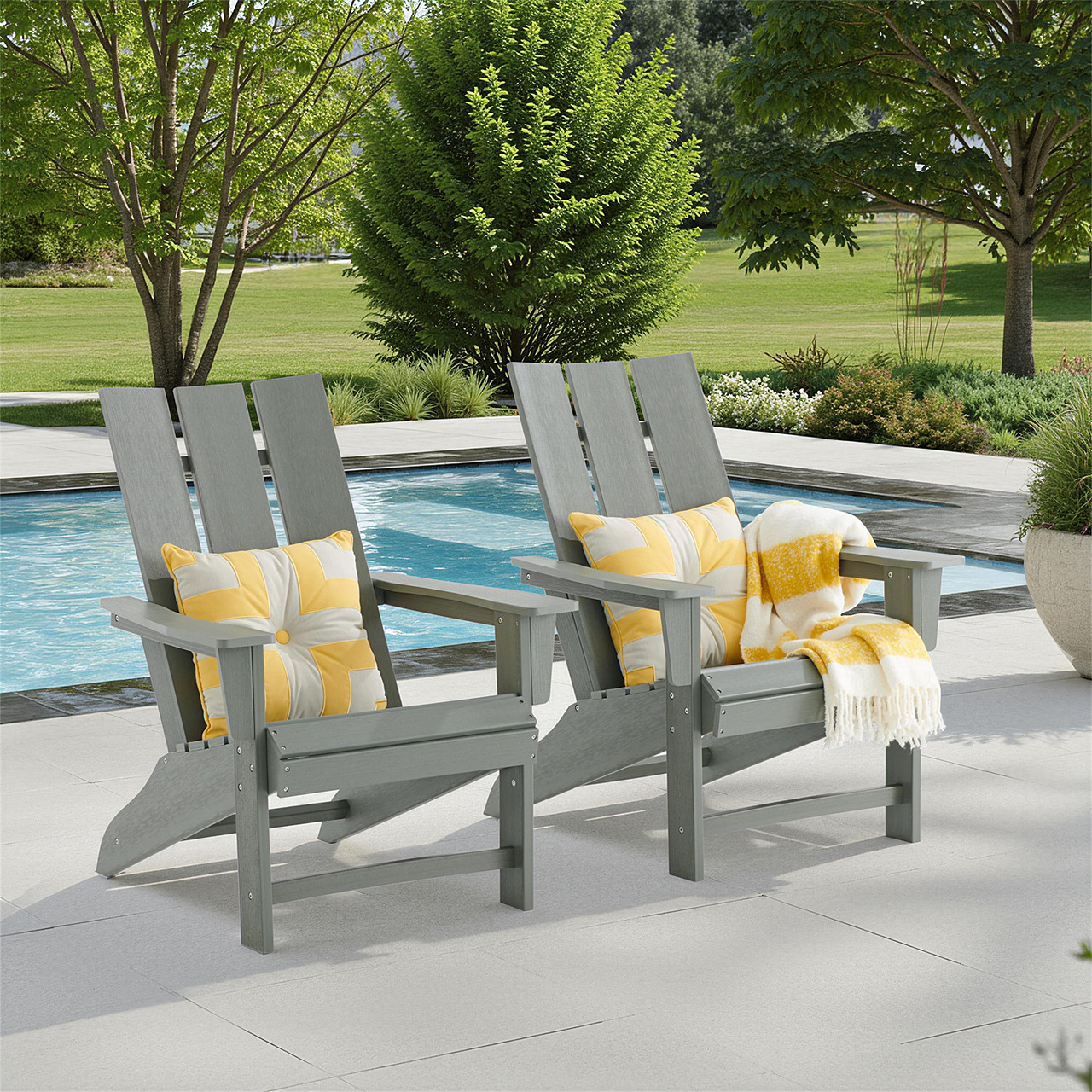 Newport Polymer 2 Piece Set XL Modern Adirondack Chairs - Chair