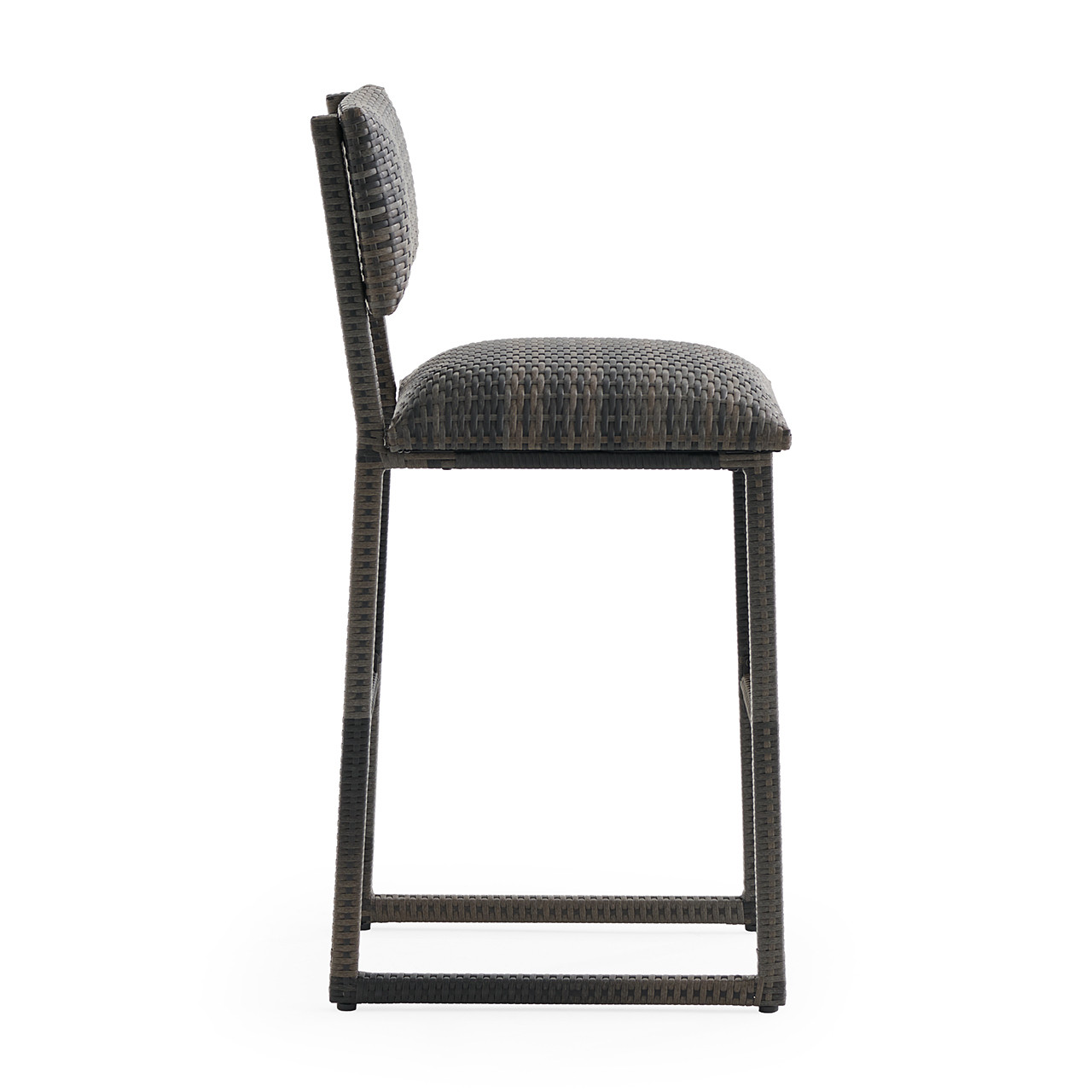 Venice Silver Oak Outdoor Wicker Armless Padded Barstool with Back Rest