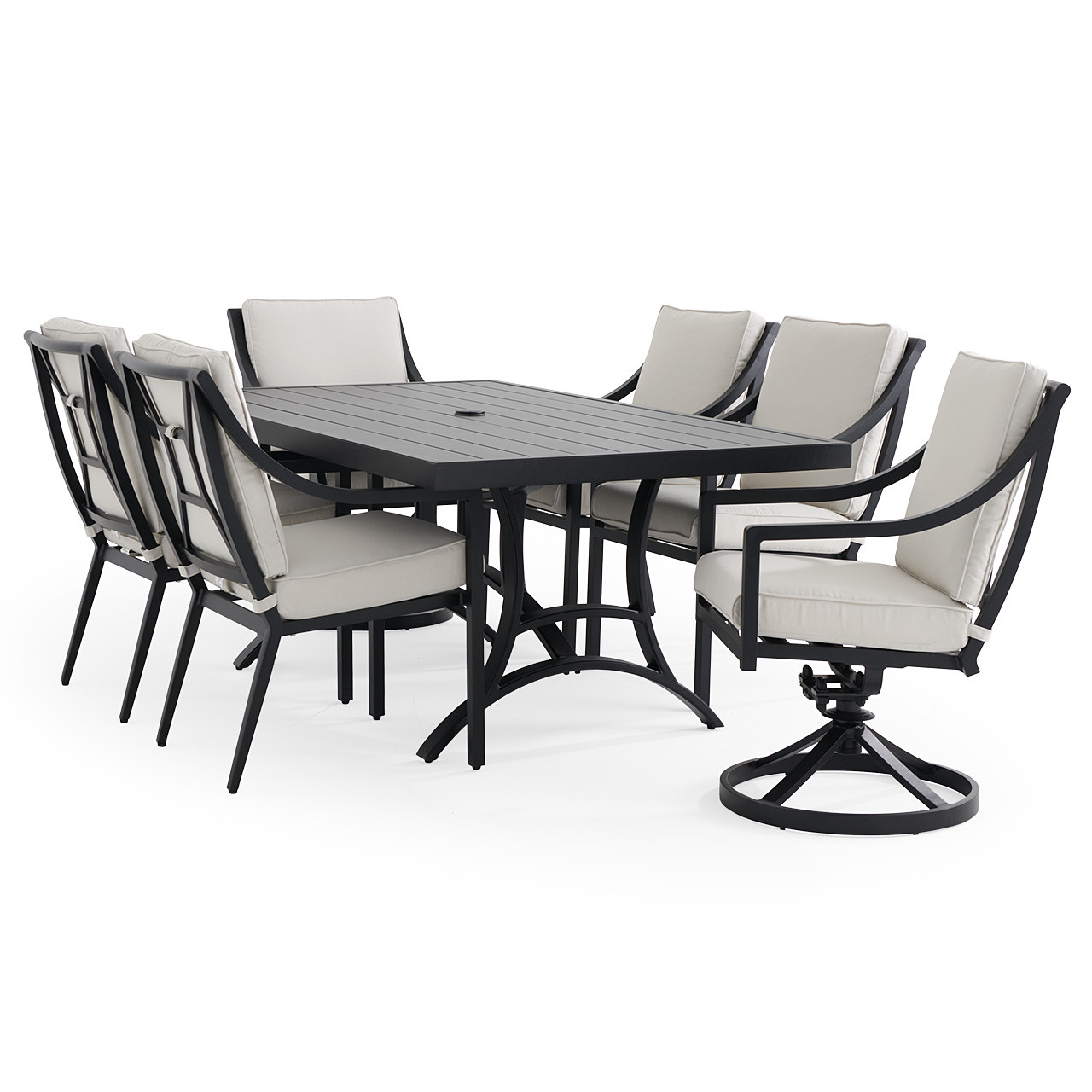 Hill Country Aged Bronze Aluminum and Cushion 7 Piece Combo Dining